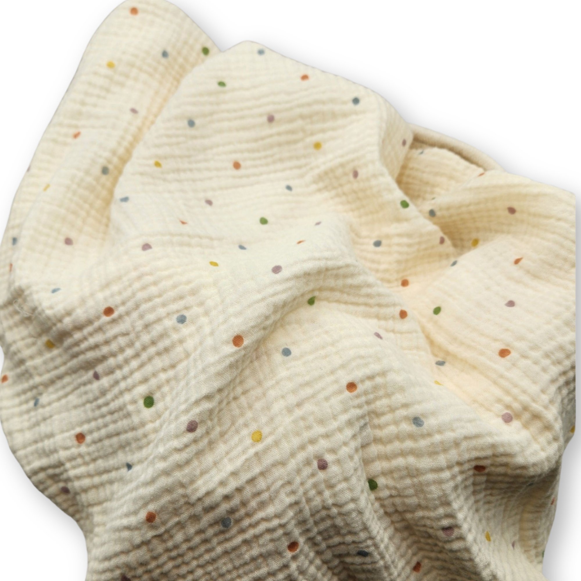 Cotton Gauze Muslin Swaddle Gender Neutral Blanket: Colorful Dots, Baby Shower Gift