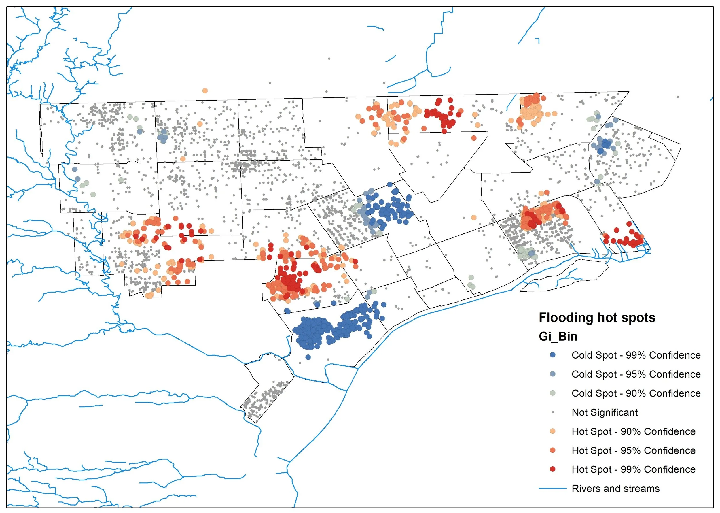 Map Showing Flooding Hot Spots in Metro Detroit Area