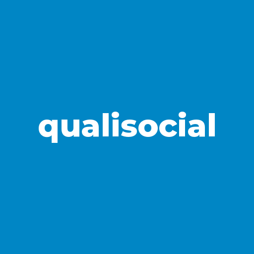 Logo bleu avec le mot 'qualisocial' en blanc