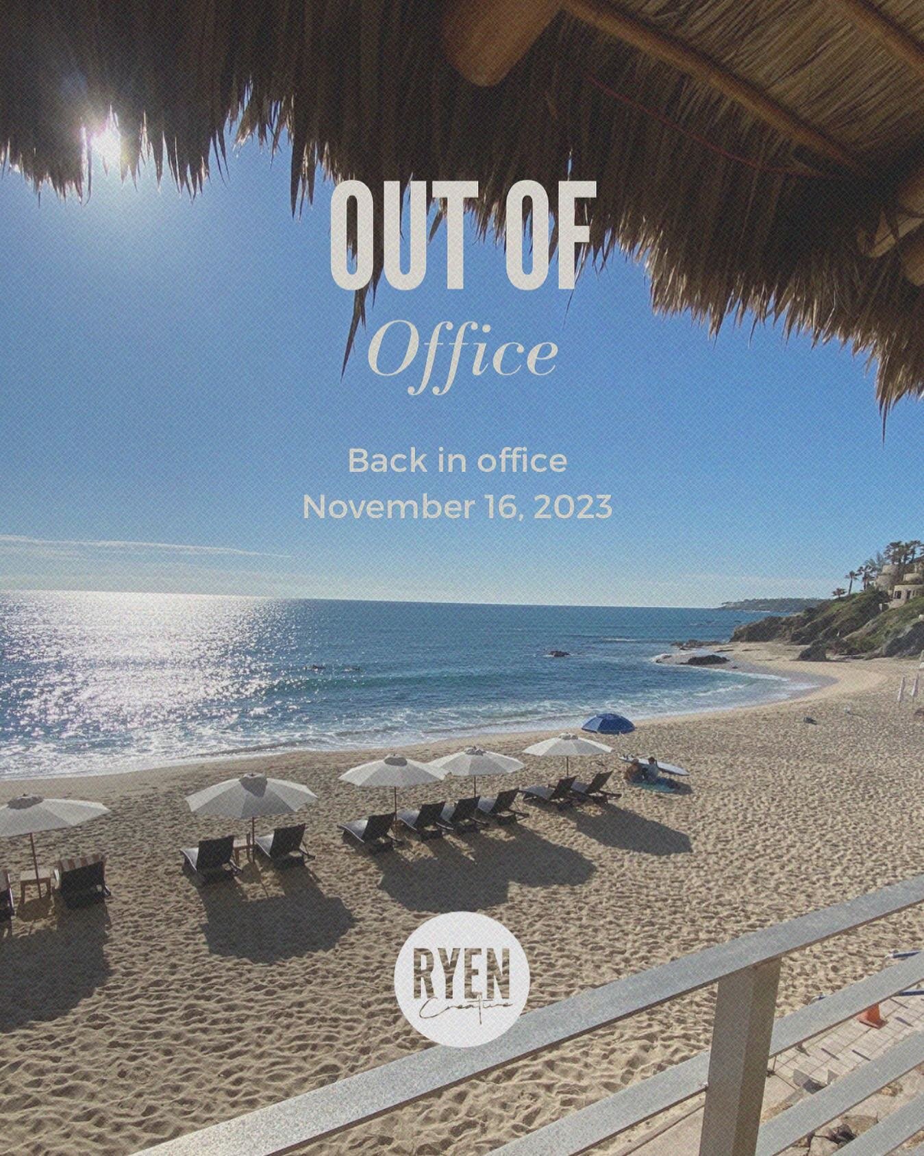 😎✌🏼Back in office November 16th. 

#outofoffice #ooo