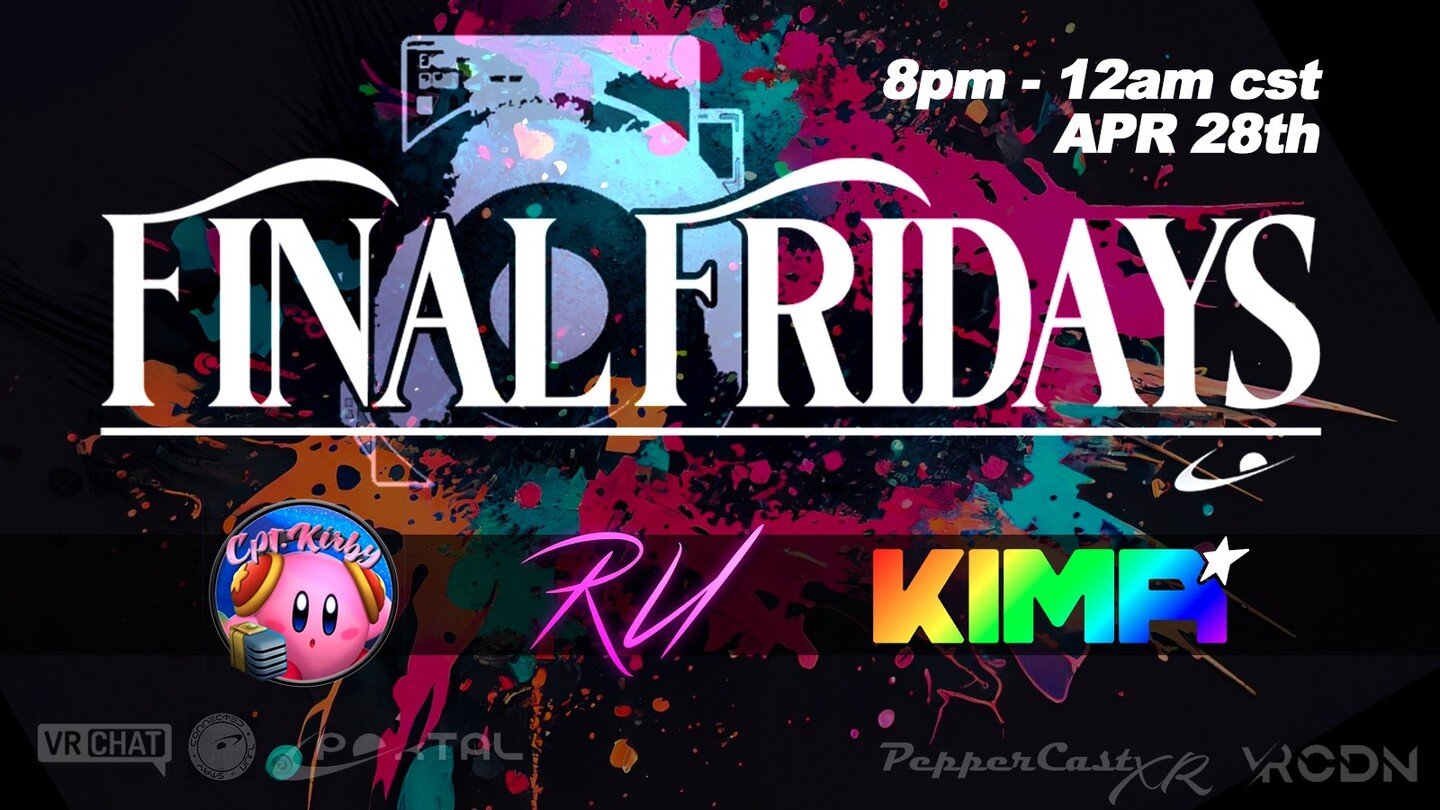 Kicking off Final Fridays with Captain Kirby @transversewithru and KimatheFox!

#vrchat #clubportal #peppercast #vr 
#vrcdn #finalfridays #dance #party