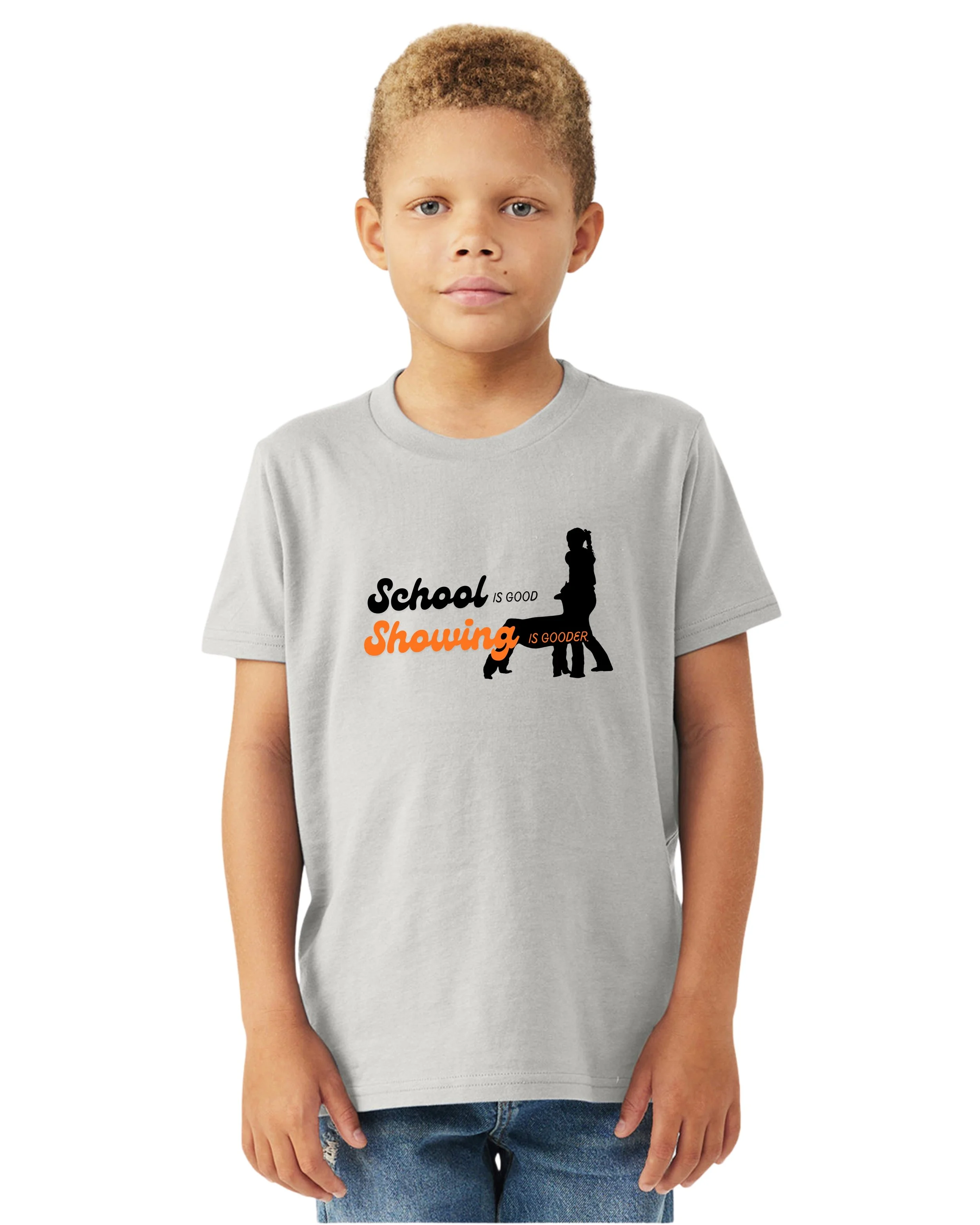 Showing Is Gooder Youth Tee Front - Silver.jpg