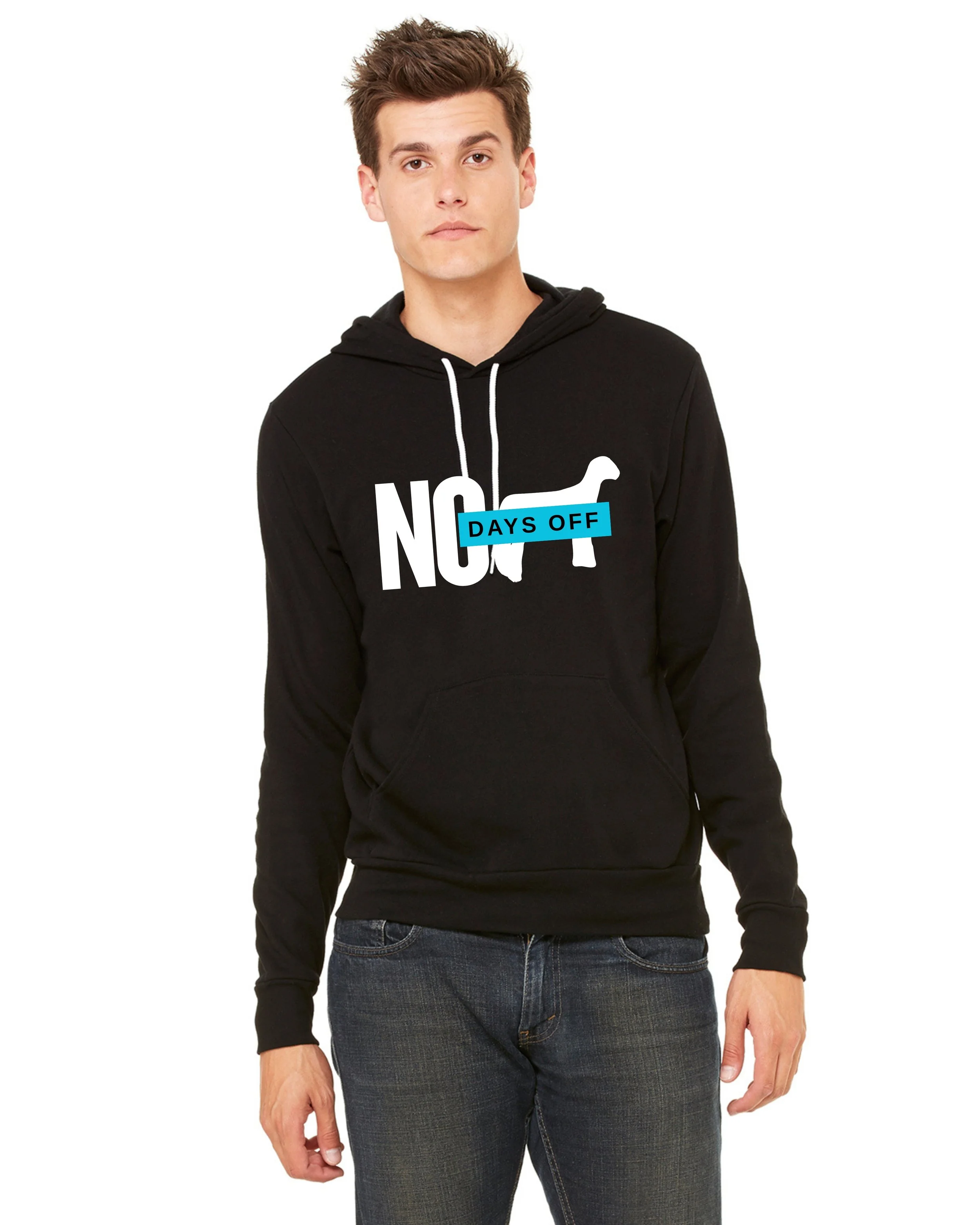 No Days Off Hoodie Front - Black.jpg