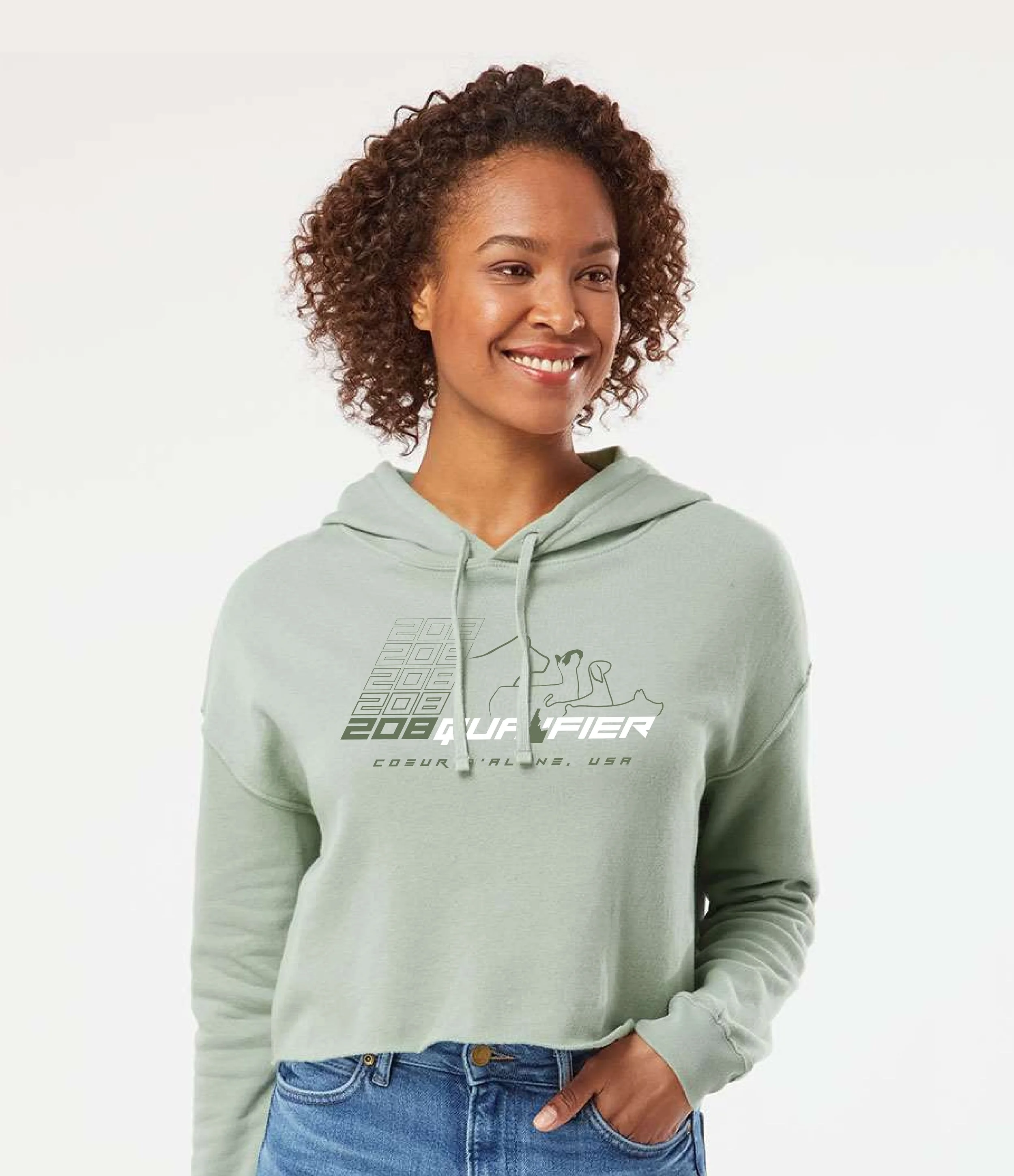 208 Crop Hoodie - Sage