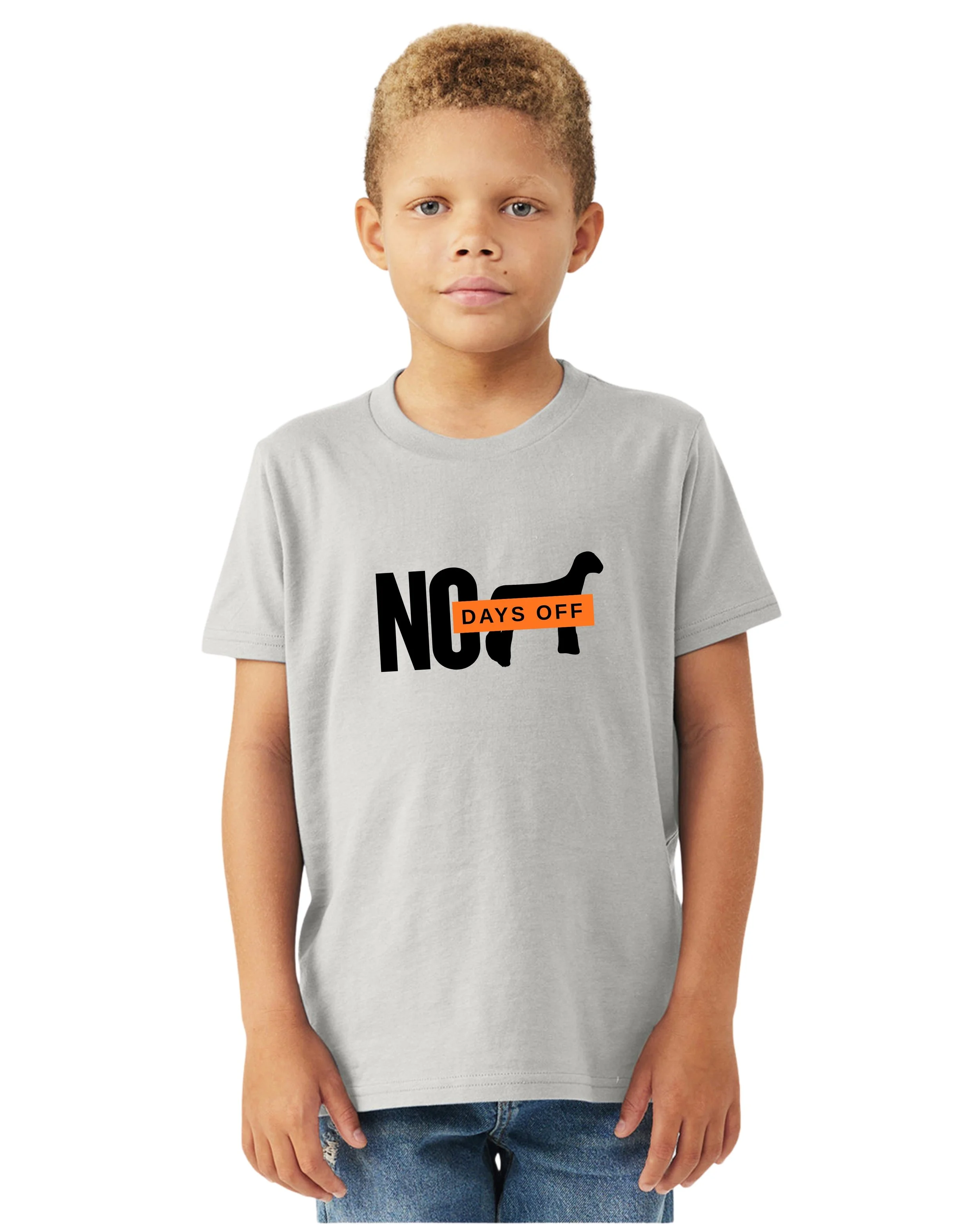 No Days Off Youth Tee Front - Silver.jpg
