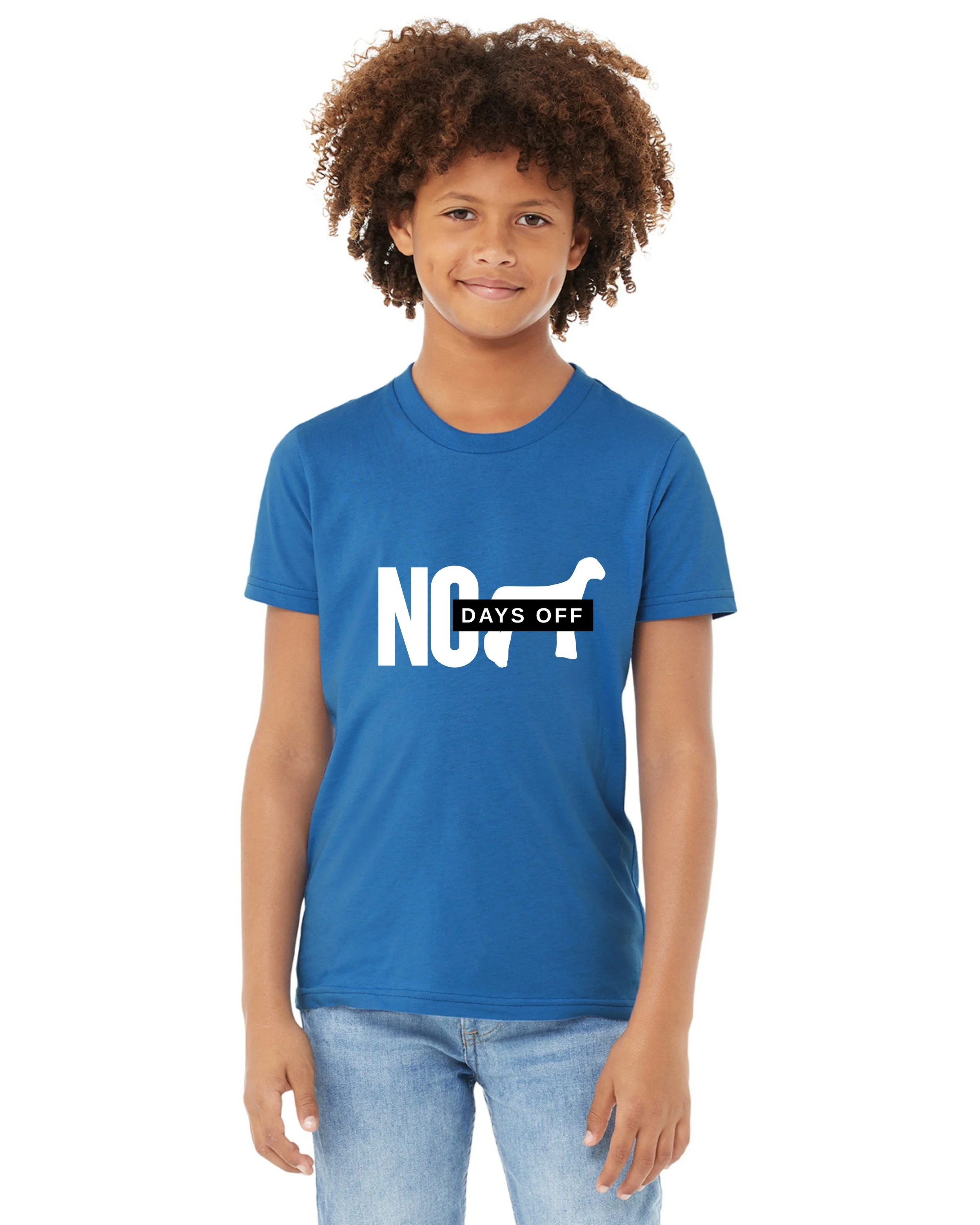 No Days Off Youth Tee Front - Columbia Blue.jpg