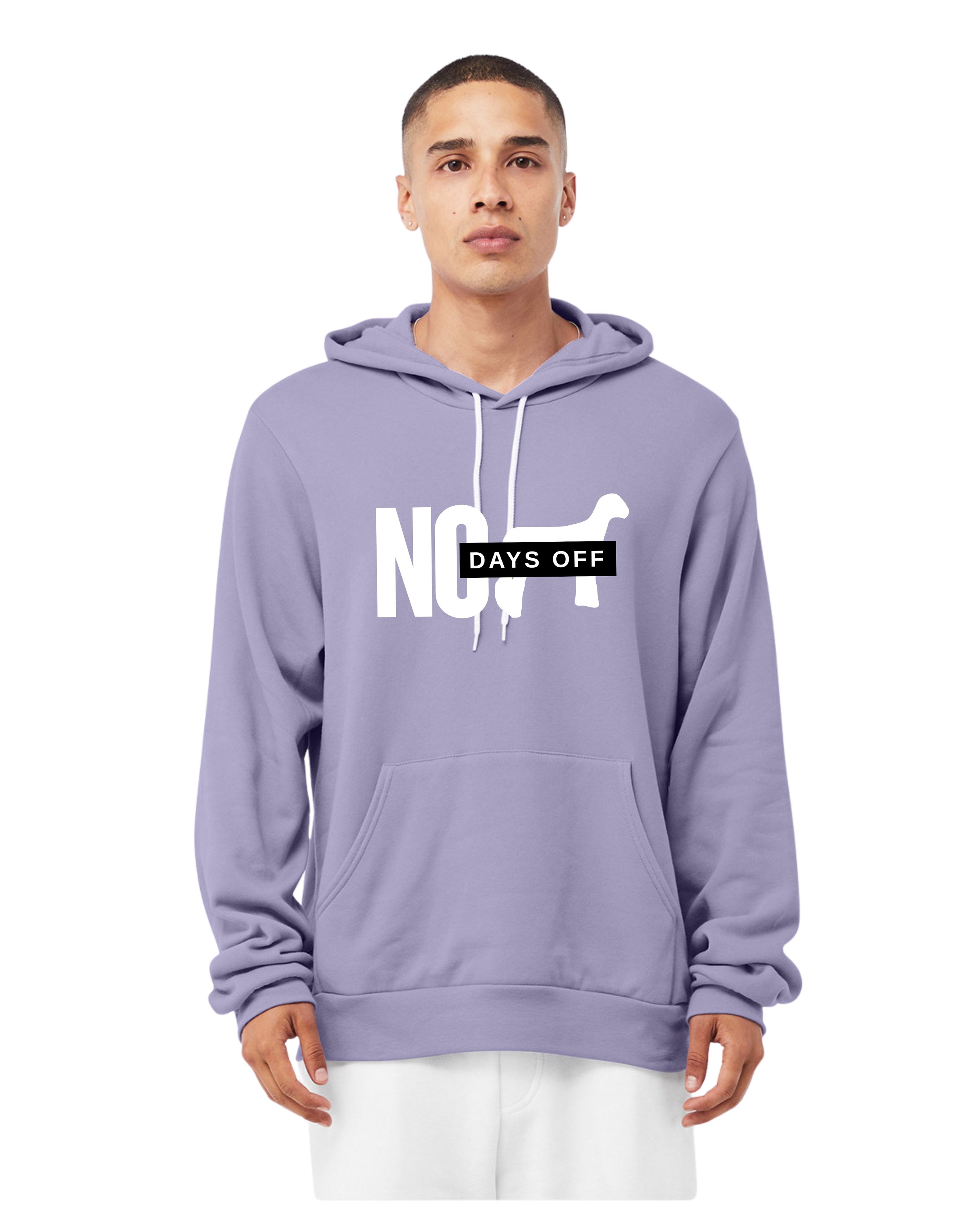 No Days Off Hoodie Front - Lavender.jpg