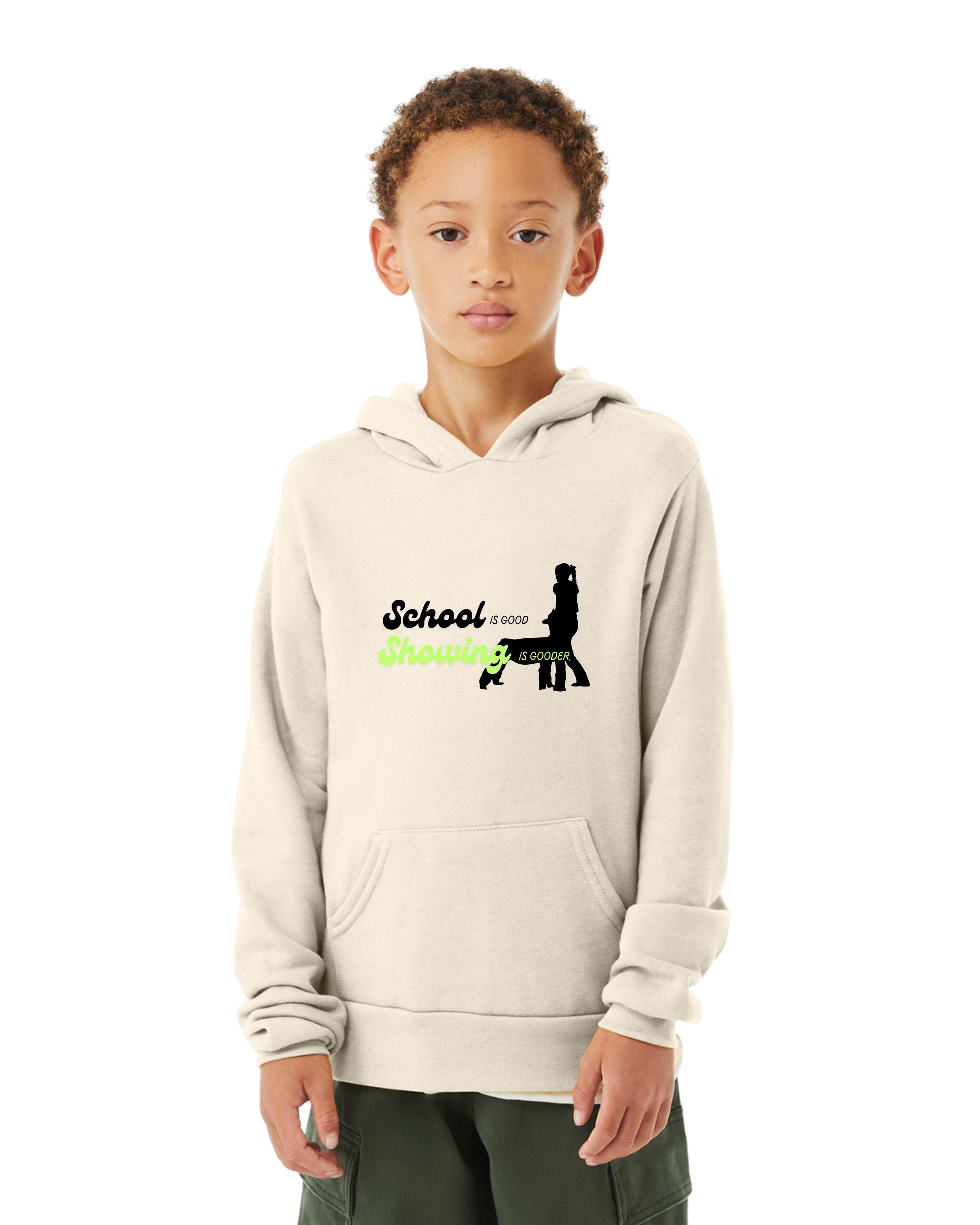 Showing Is Gooder Youth Hoodie Front - Natural.jpg