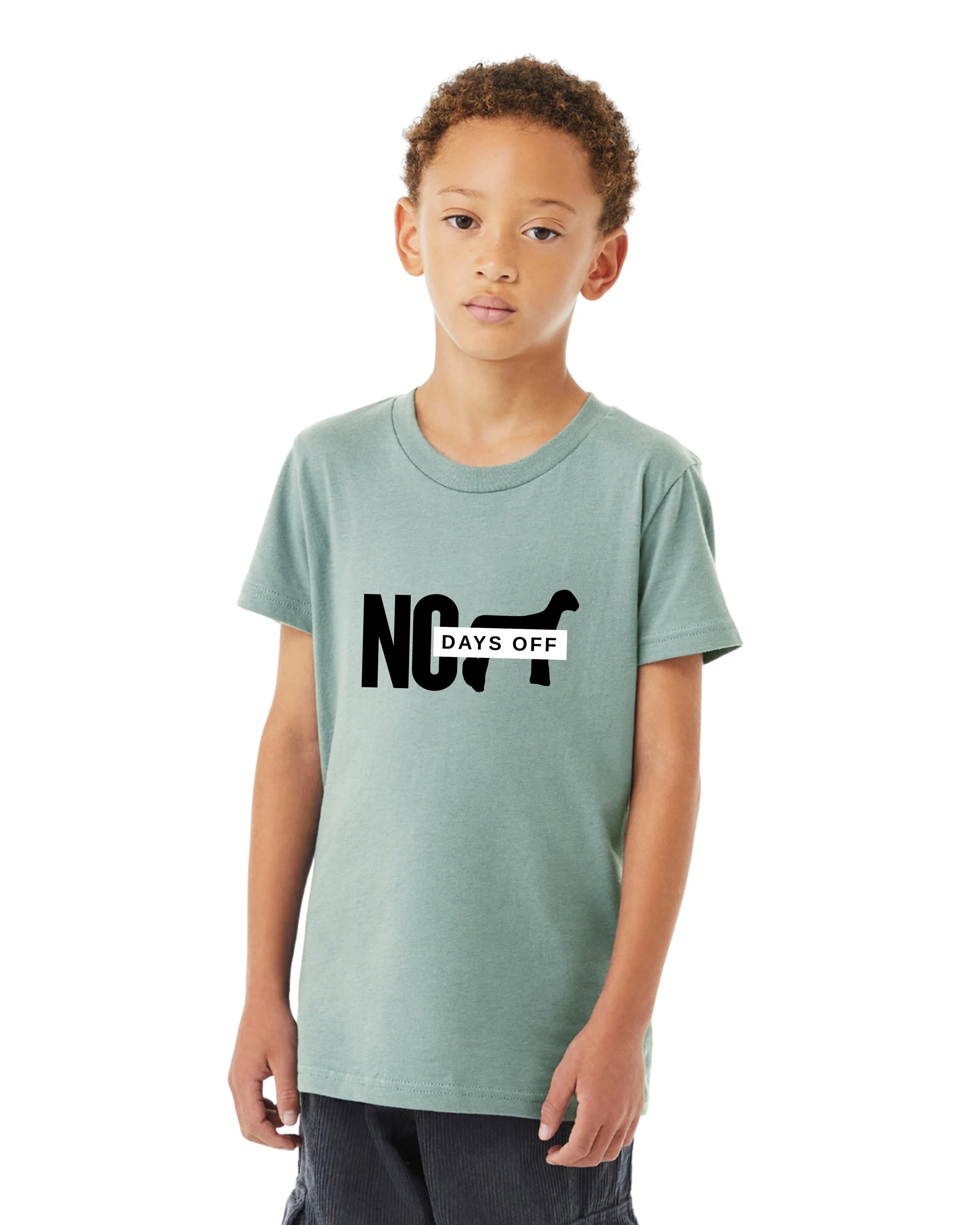 No Days Off Youth Tee Front - Dusty Blue.jpg