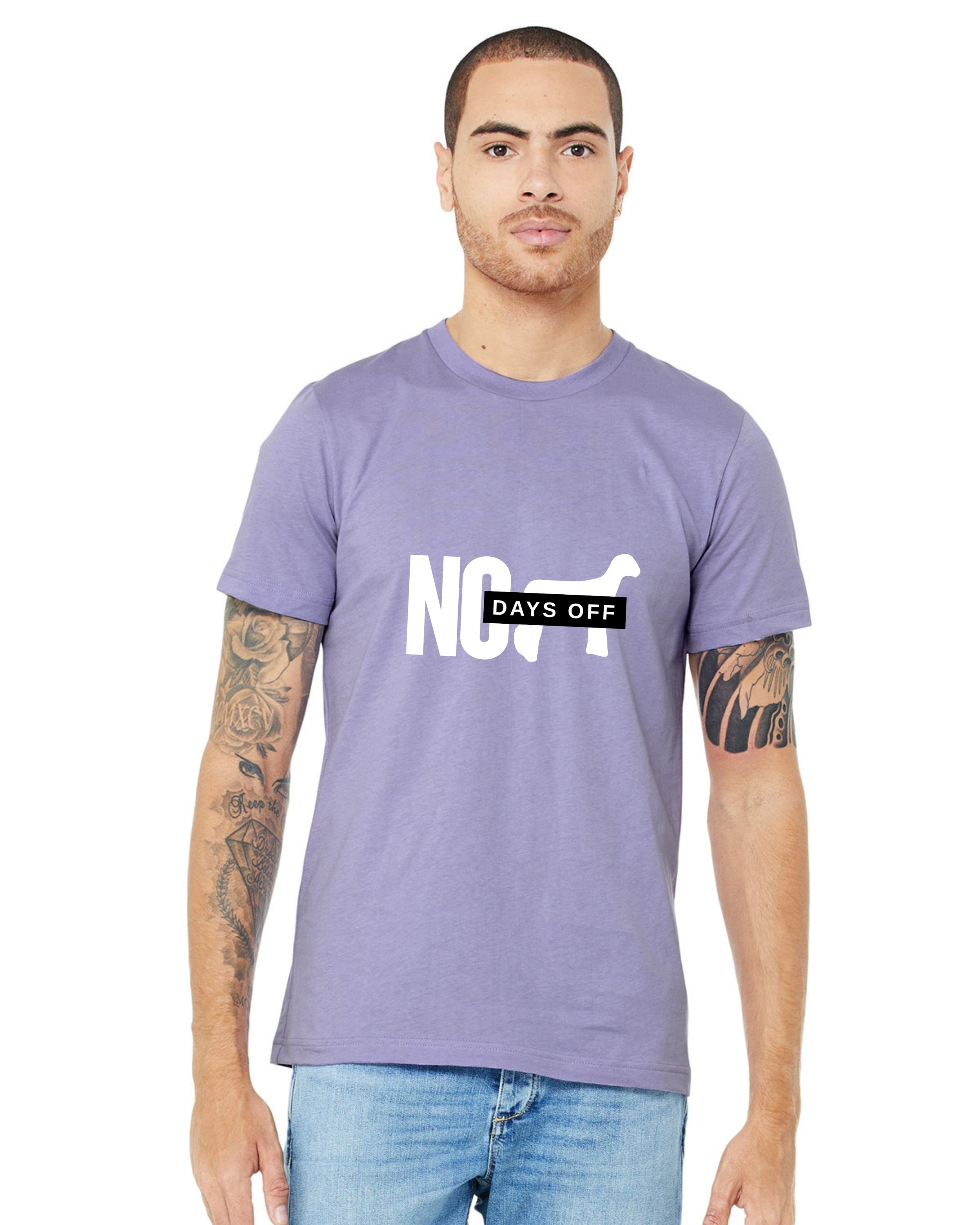 No Days Off Tee Front - Lavender.jpg