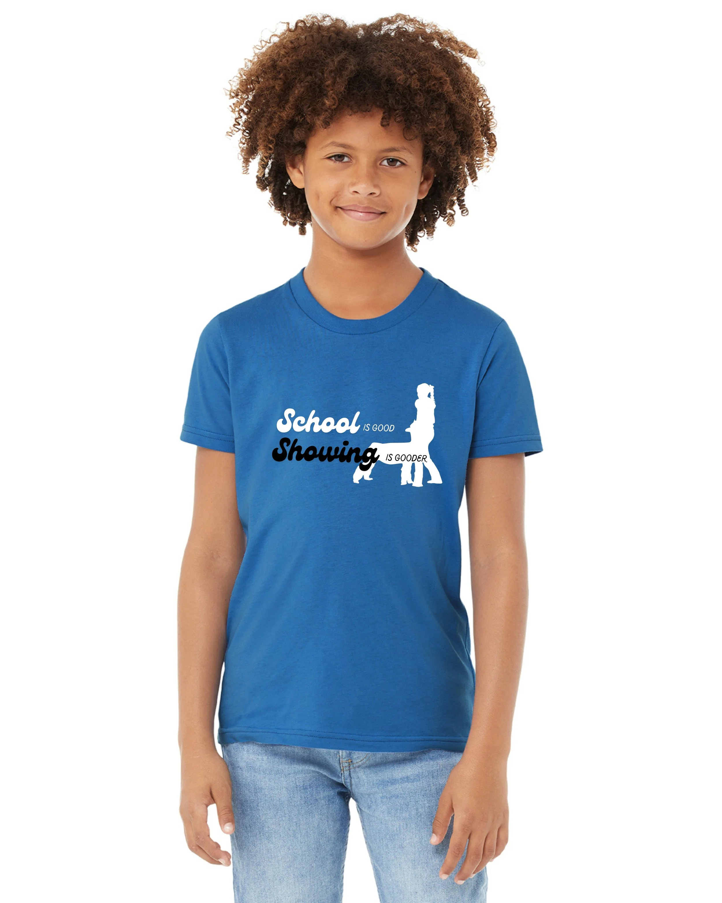 Showing Is Gooder Youth Tee Front - Columbia Blue.jpg