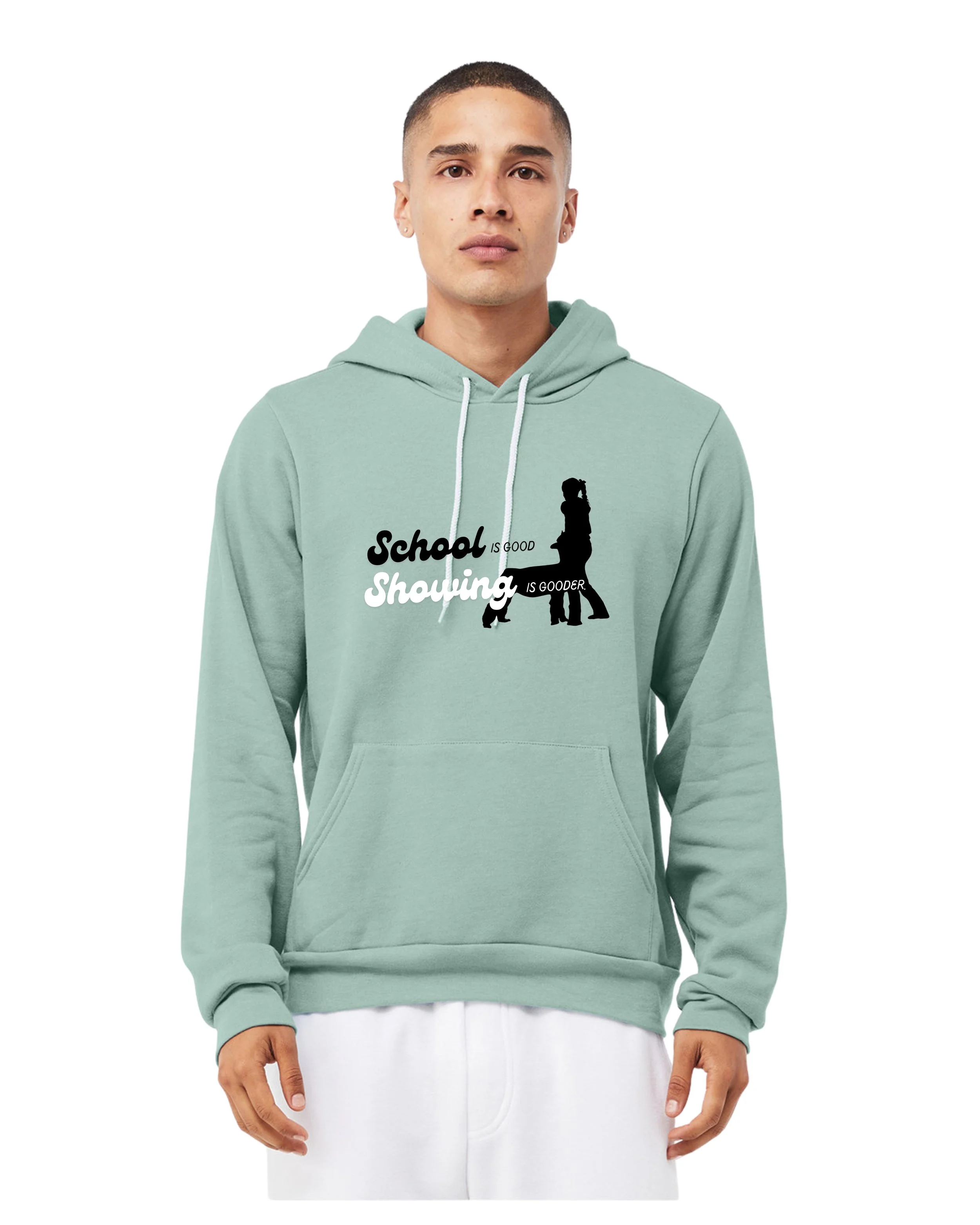 Showing Is Gooder Hoodie Front - Dusty Blue.jpg