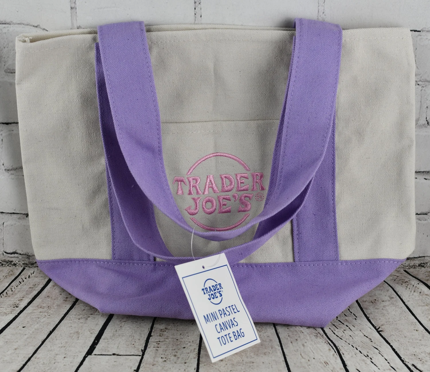 Trader Joe 3 Ct Count Trader Joes mini tote bag Purple New display picture 1