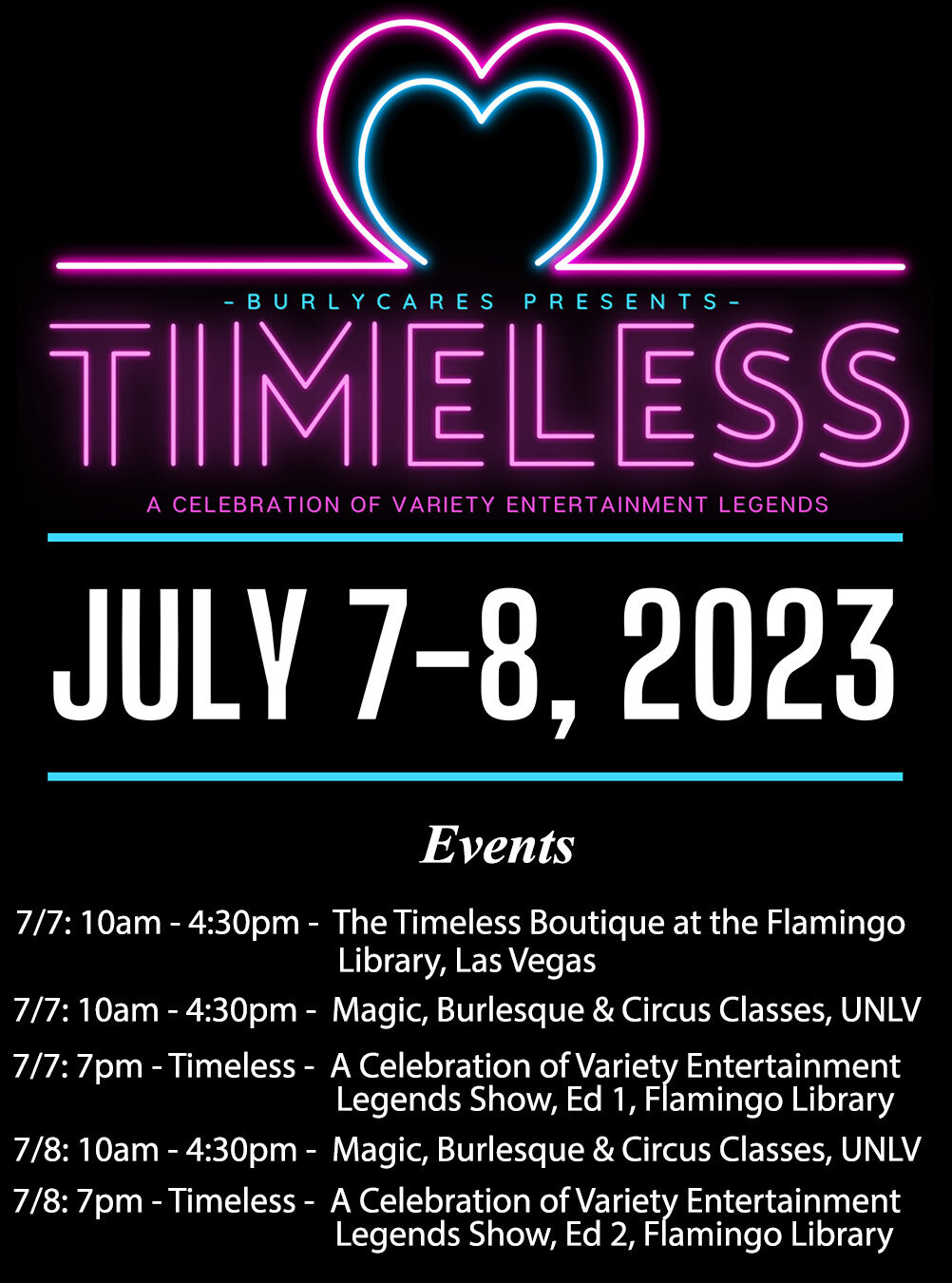 Check out the events Timeless has to offer!!