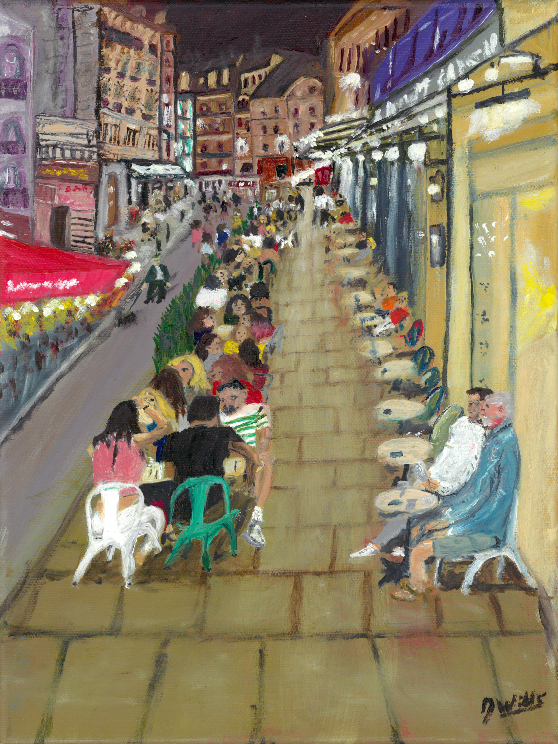 Paris Evening Street Scene 9X 12 Oil