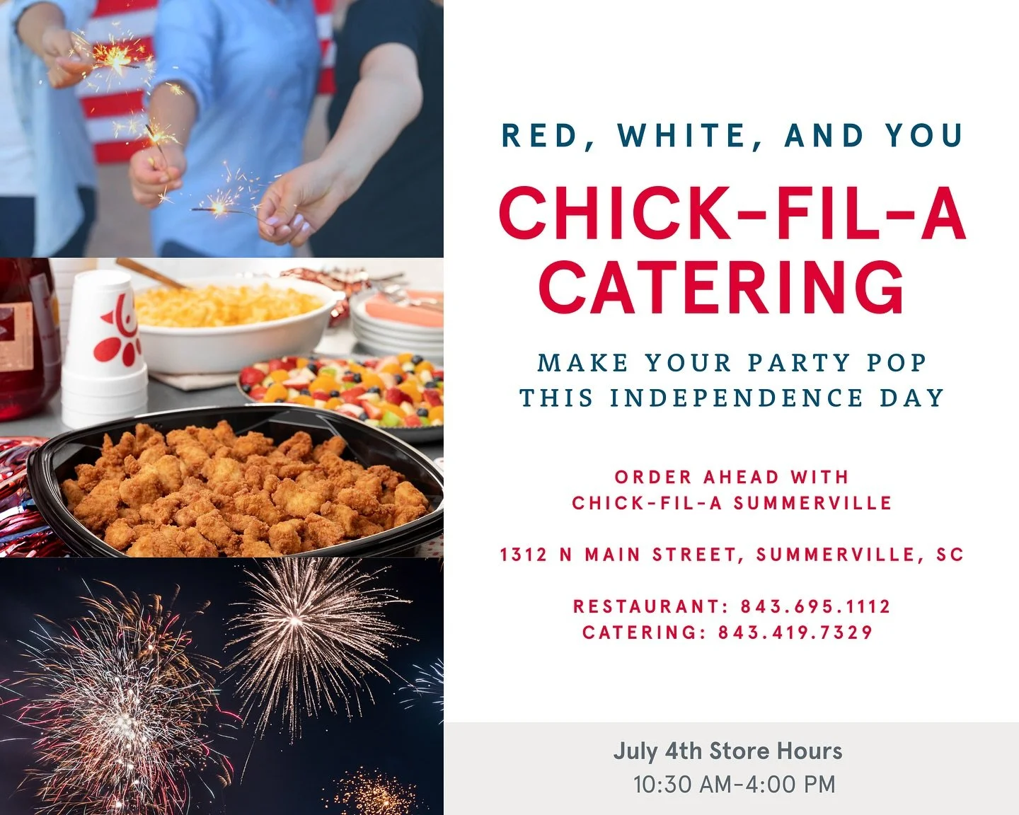 Happy Independence Day, Summerville! 🇺🇸Please note that we will have amended hours on July 4th from 10:30am - 4:00pm.🇺🇸