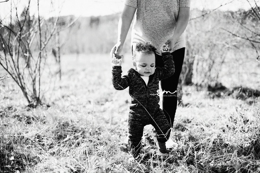 Artistic Black and White Outdoor Toddler Milestone Portrait