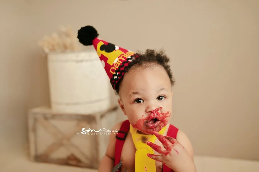 Mickey Mouse Themed First Birthday Cake Smash