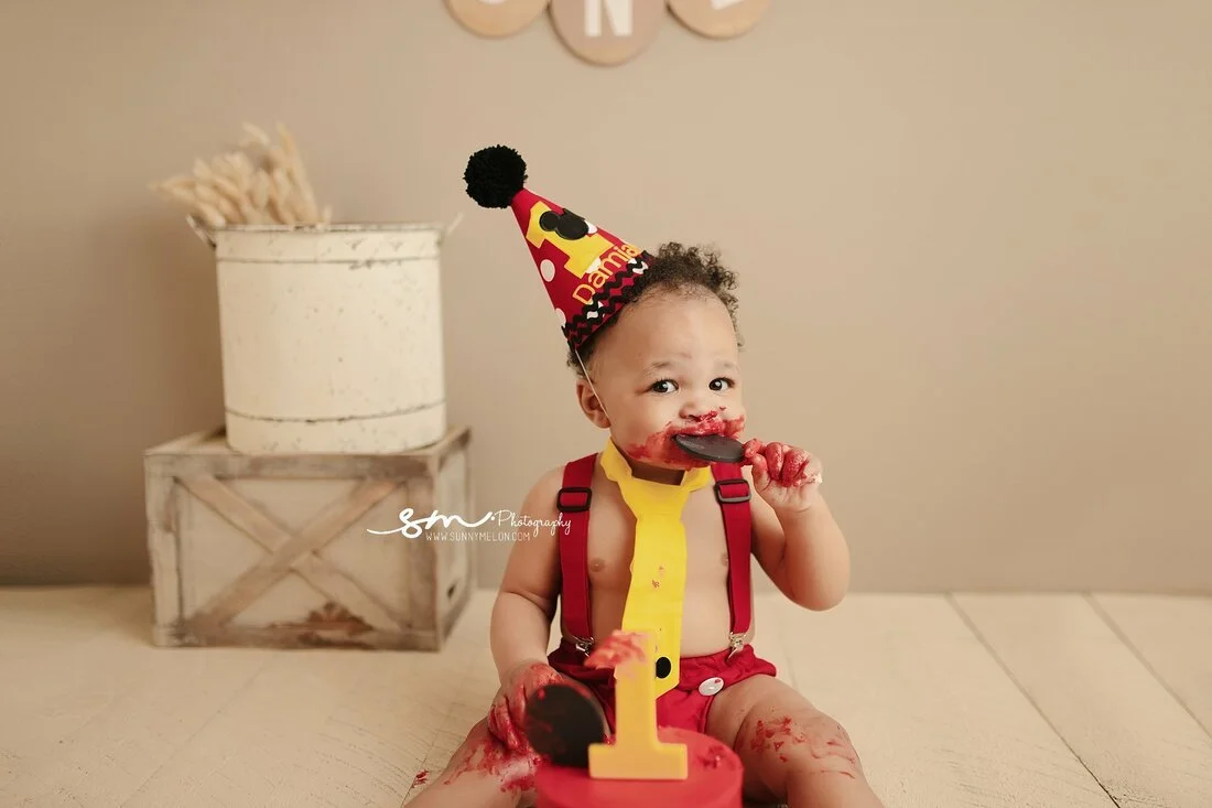 Mickey Mouse Themed First Birthday Cake Smash