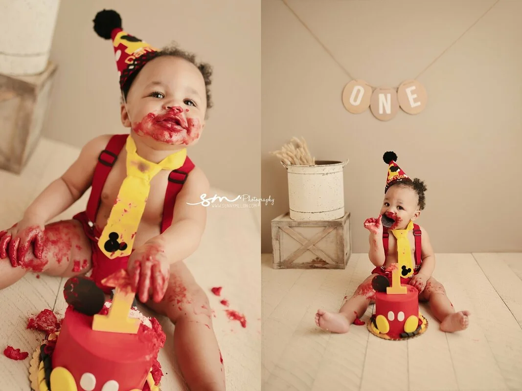 Mickey Mouse Theme First Birthday Cake Smash
