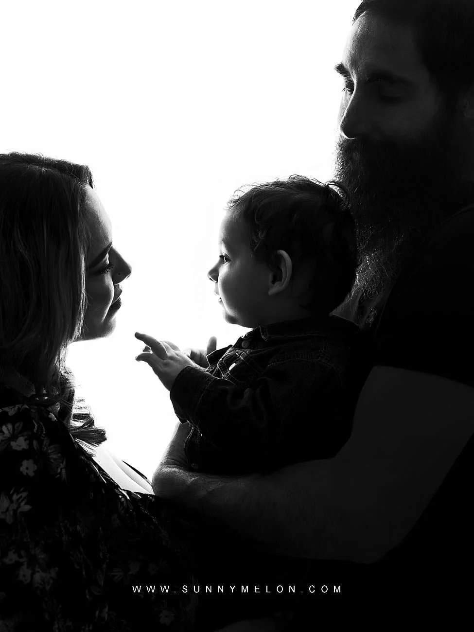 Artistic Black and White Silhouette Family Portrait