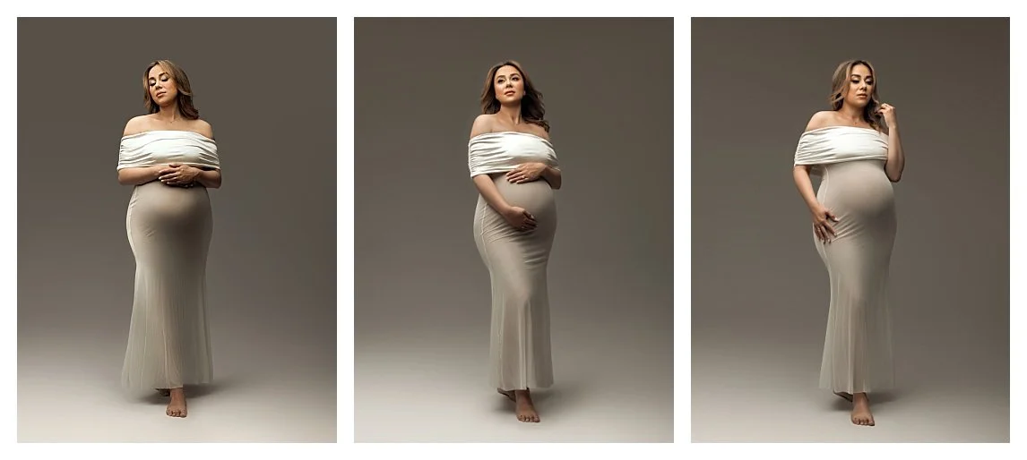 Elegant Fine Art Maternity Portrait Series in Studio