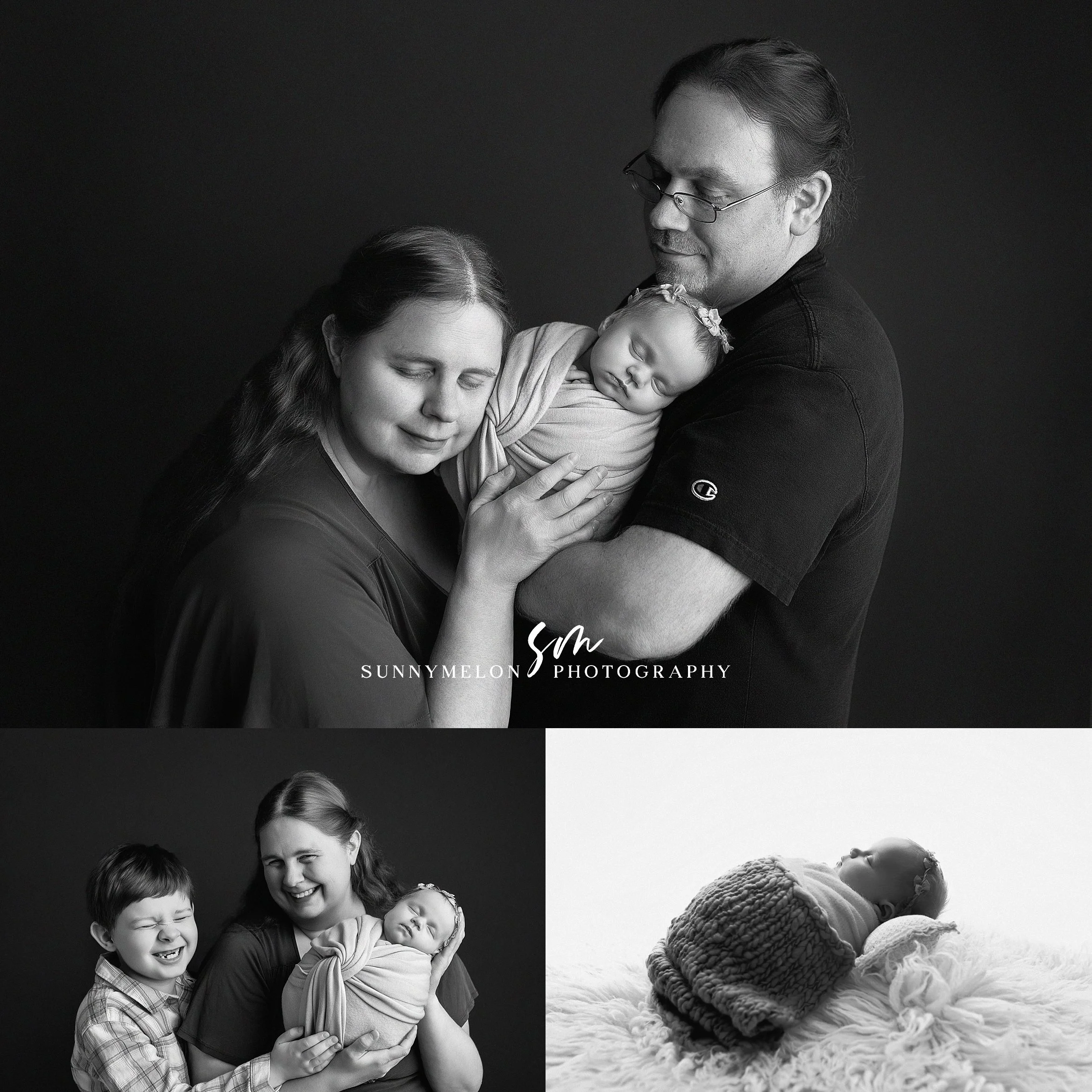 Timeless Black and White Newborn and Family Studio Portraits