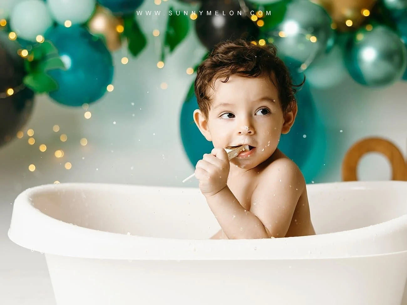 Joyful Toddler First Birthday Splash Session – Portland Children's Studio