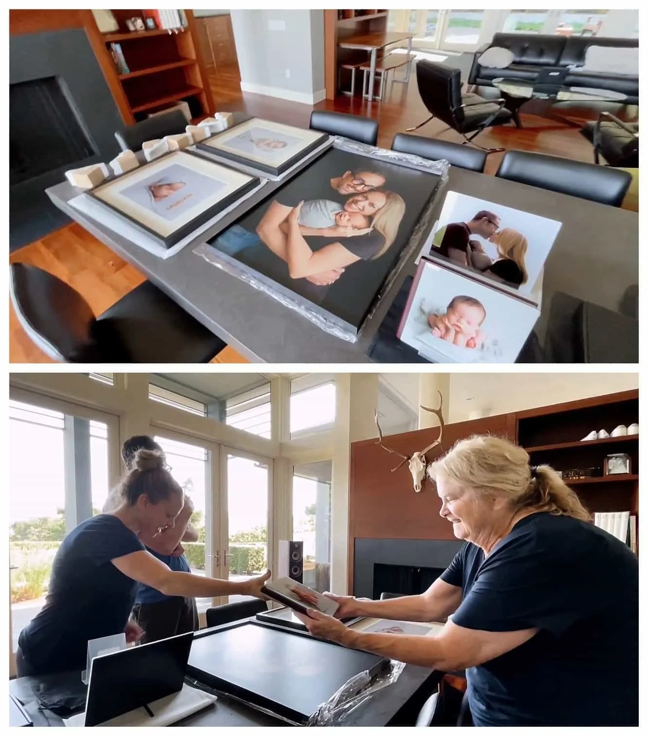 Client Reveal of Custom Framed Newborn Portraits and Archival Art