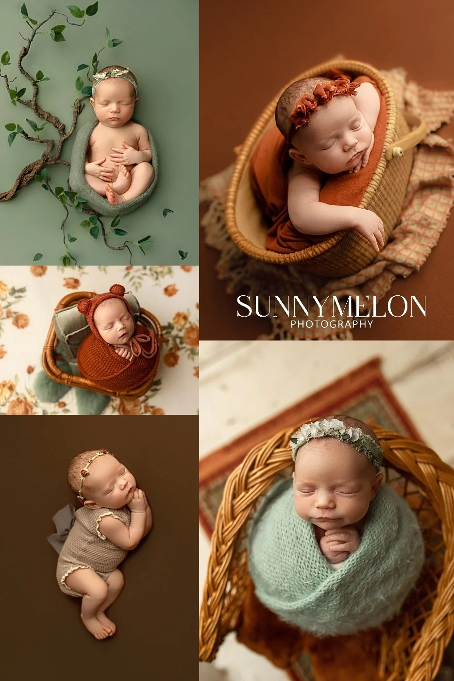 Artistic Earth-Toned Newborn Girl Studio Portrait Series