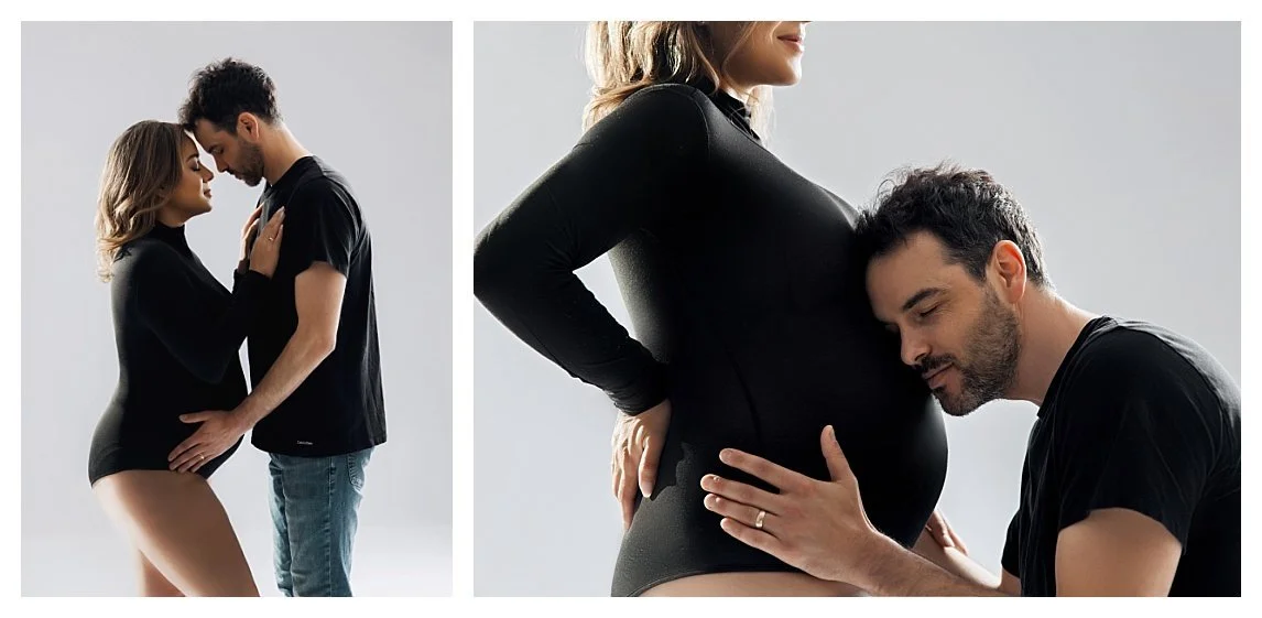 Intimate Minimalist Studio Maternity Session with Partner
