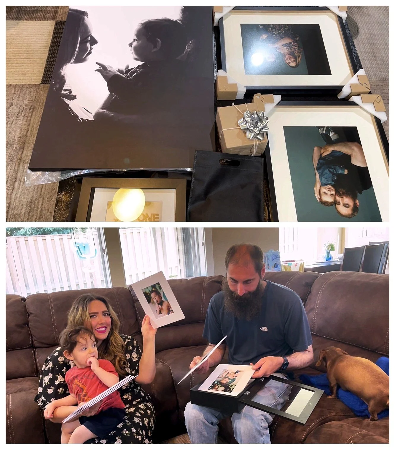 Family Unboxing Custom Framed Portraits and Canvas Wall Art