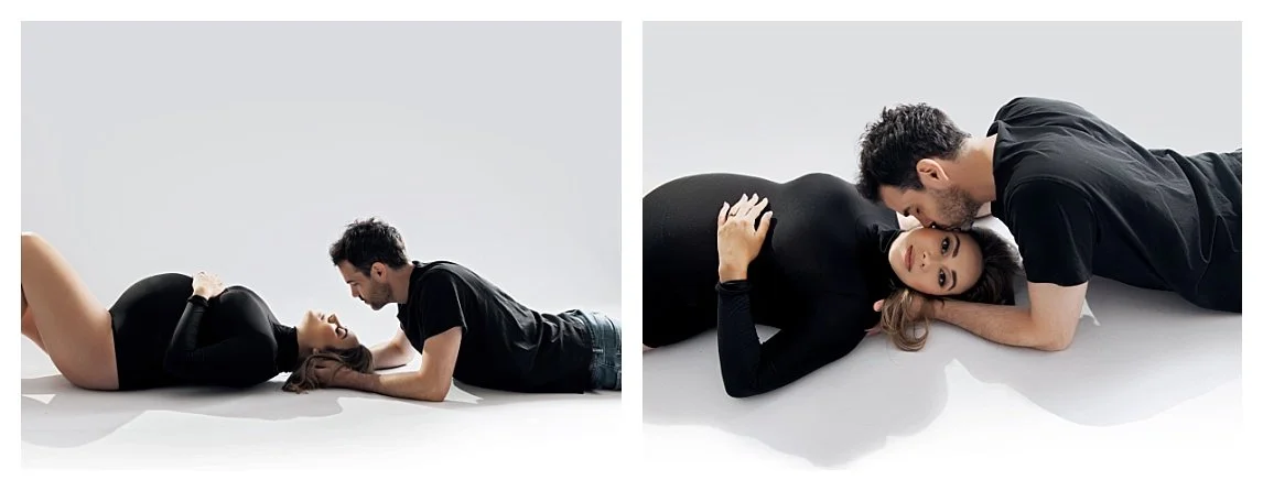 Minimalist High-Contrast Maternity and Couple’s Studio Collage