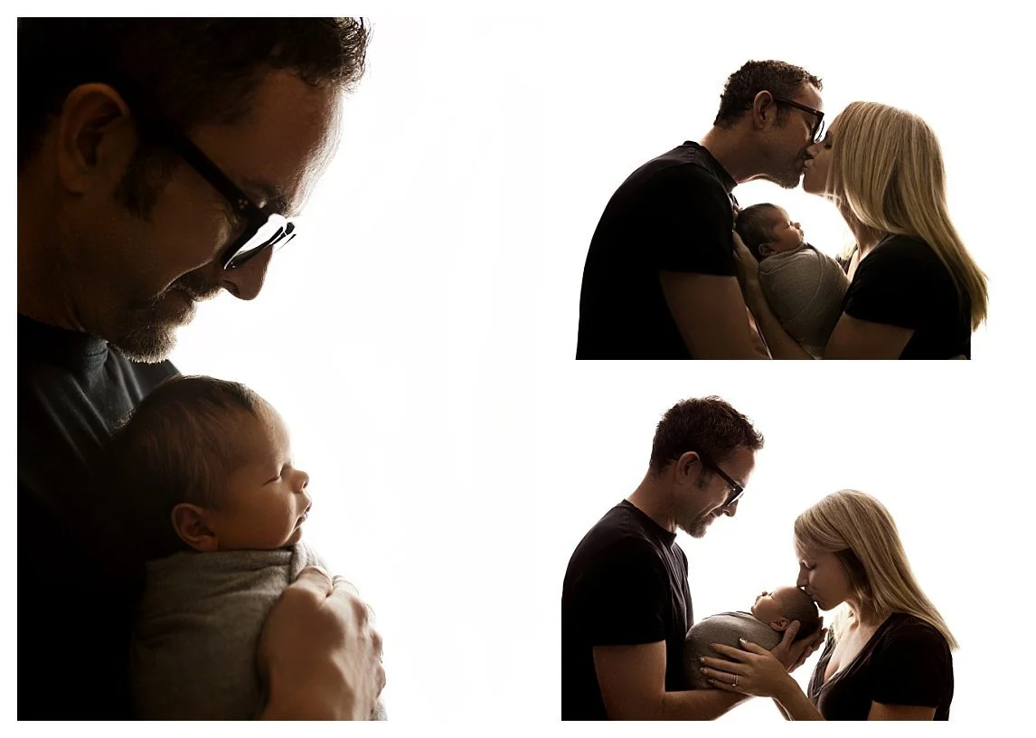 Artistic Backlit Newborn Session with Parents