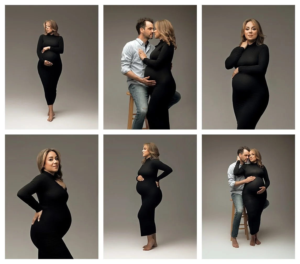 Classic Black Dress Maternity and Couple's Studio Session