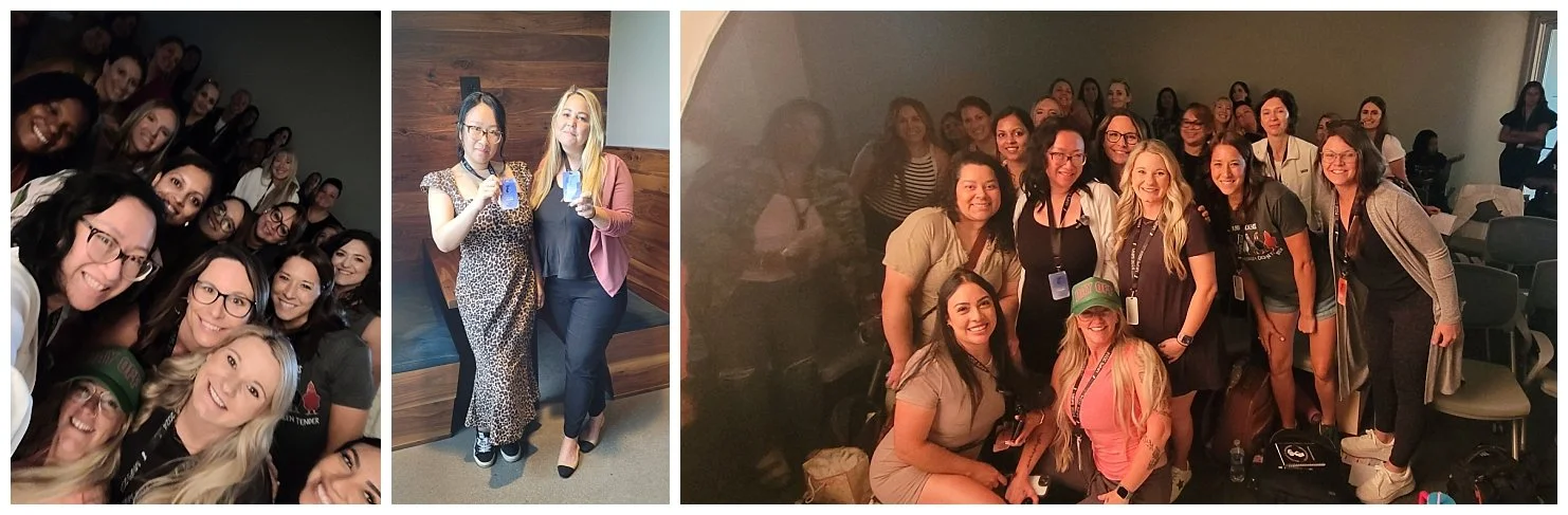 A collage featuring group photos of photography students and instructors Josie Tan and Kristina Banks at a professional mentoring workshop.