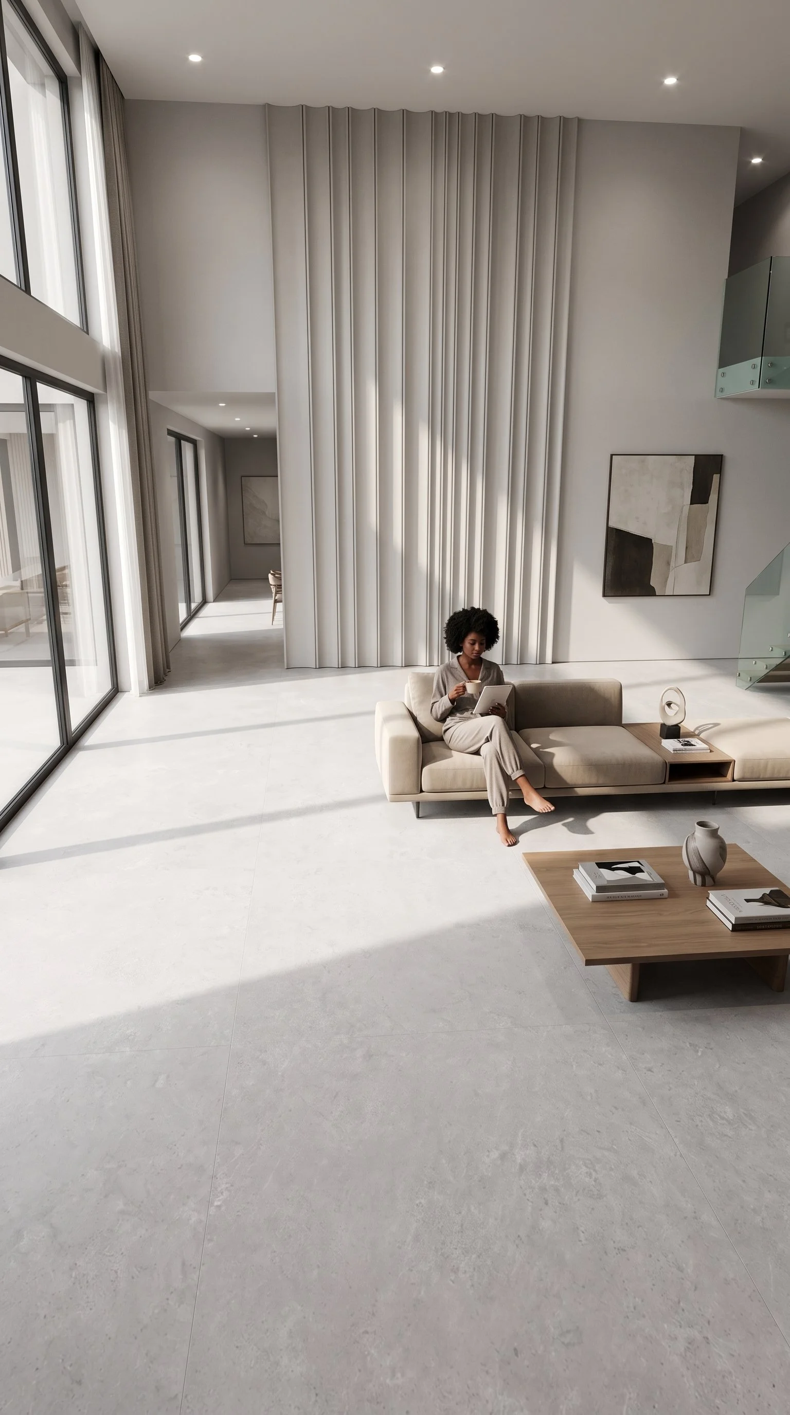 Limestone Ash 4' x 9' Porcelain Slab | CIERO