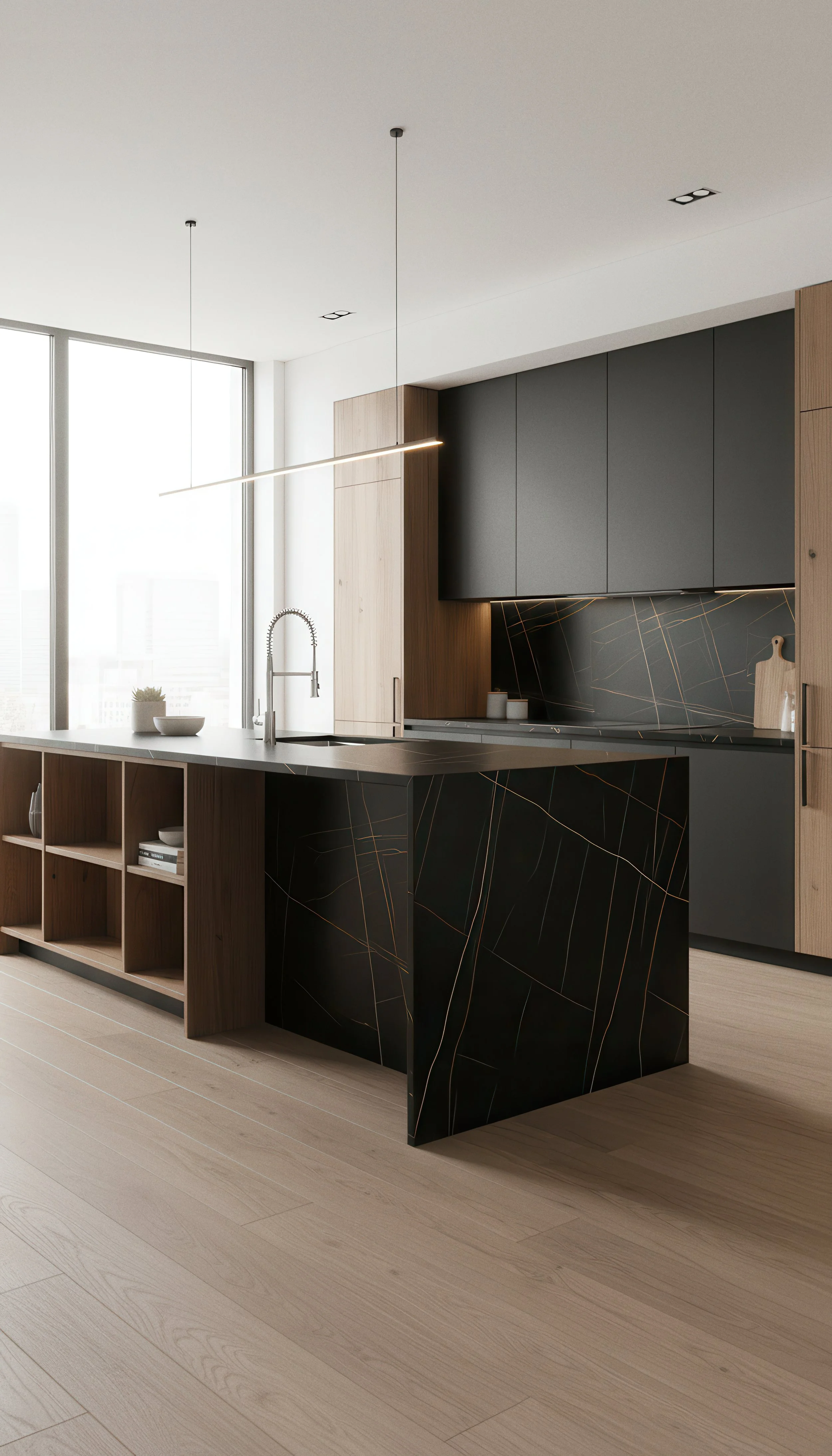 Laurent Gilded Black 5x10 Porcelain Slab | CIERO INC