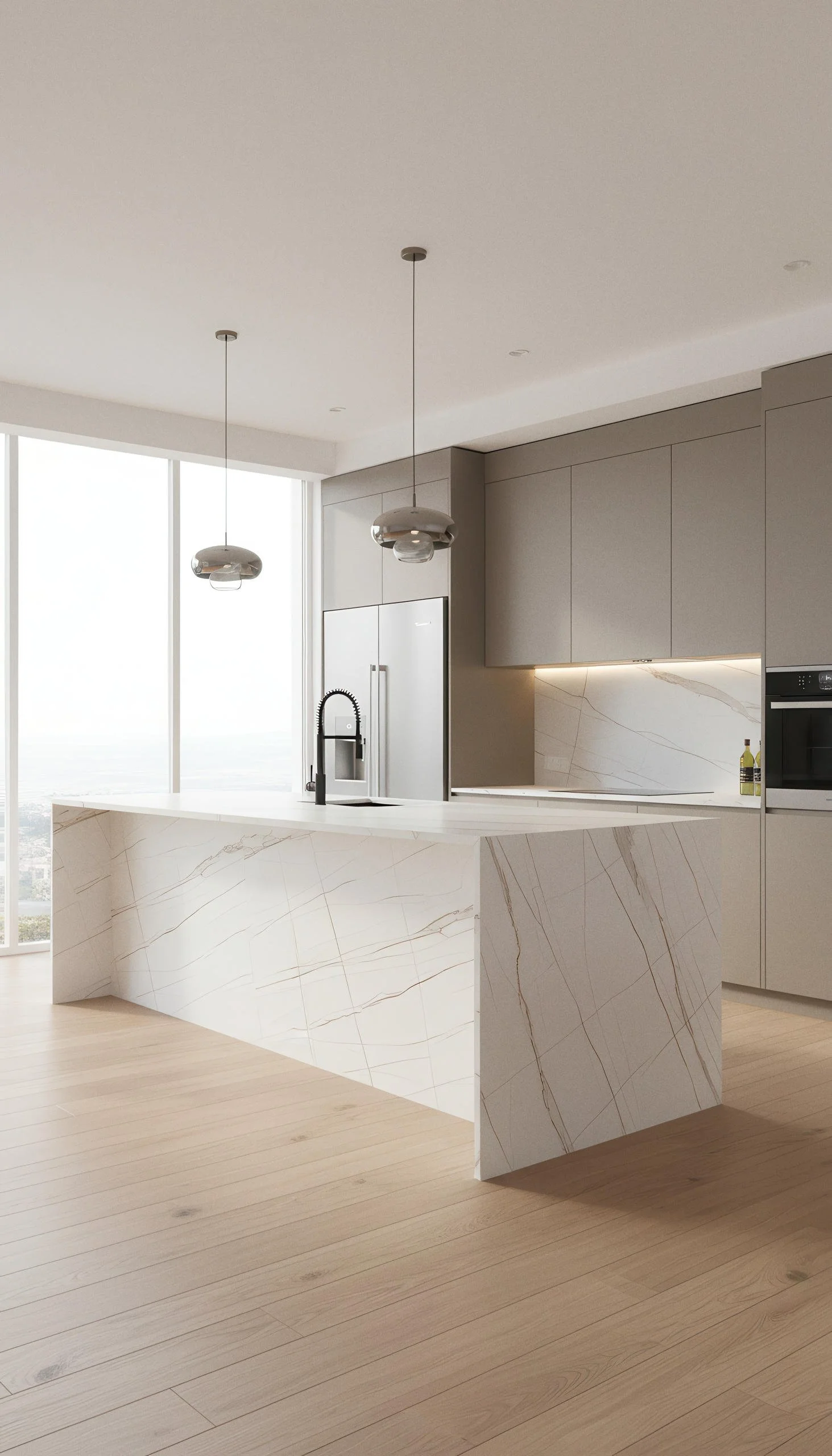 Laurent Gilded White Porcelain Slab 5x10 | CIERO INC