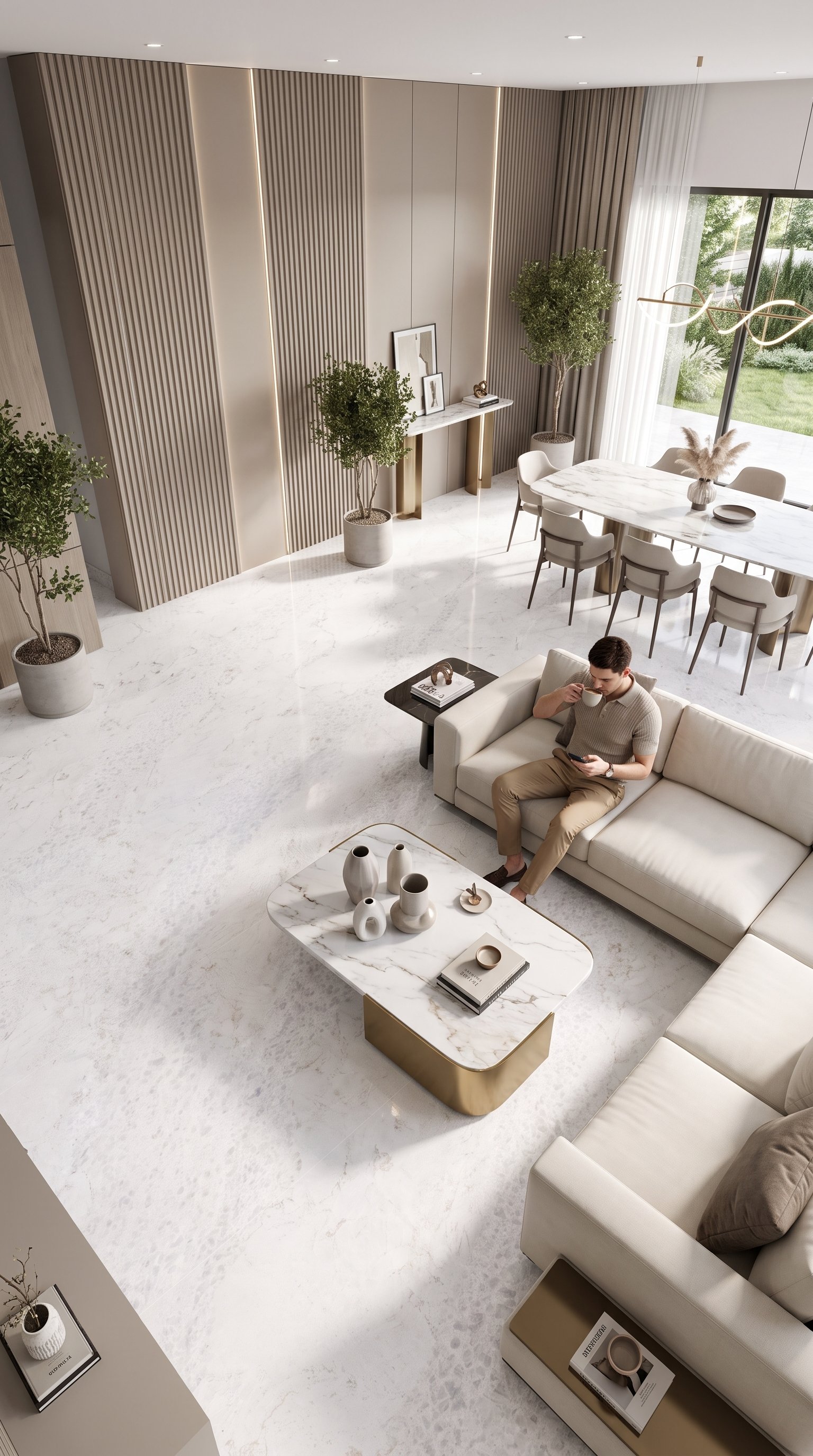 White Crystal 4' x 9' Porcelain Slab | CIERO