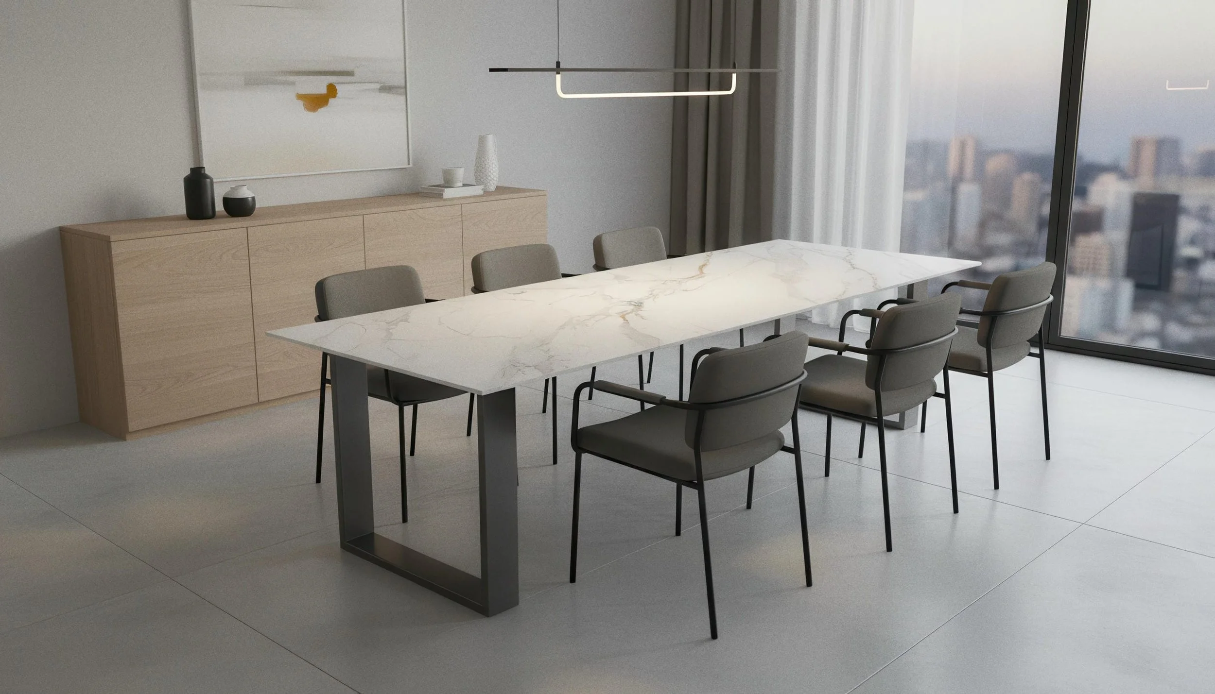 Modern Dining Table made With Prestige 4x10 Porcelain Slab | CIERO