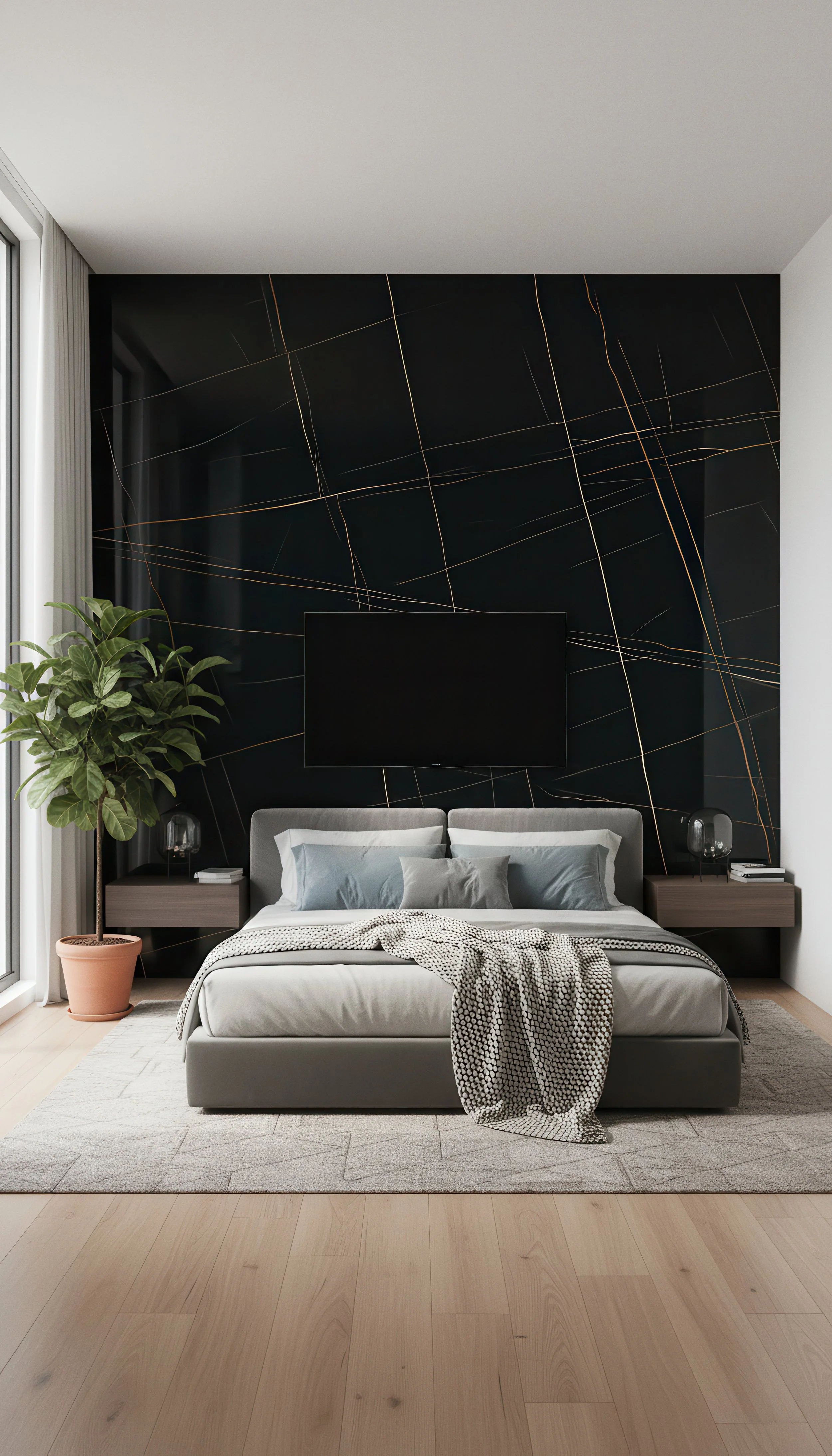 Laurent Gilded Black 5x10 Porcelain Slab | CIERO INC