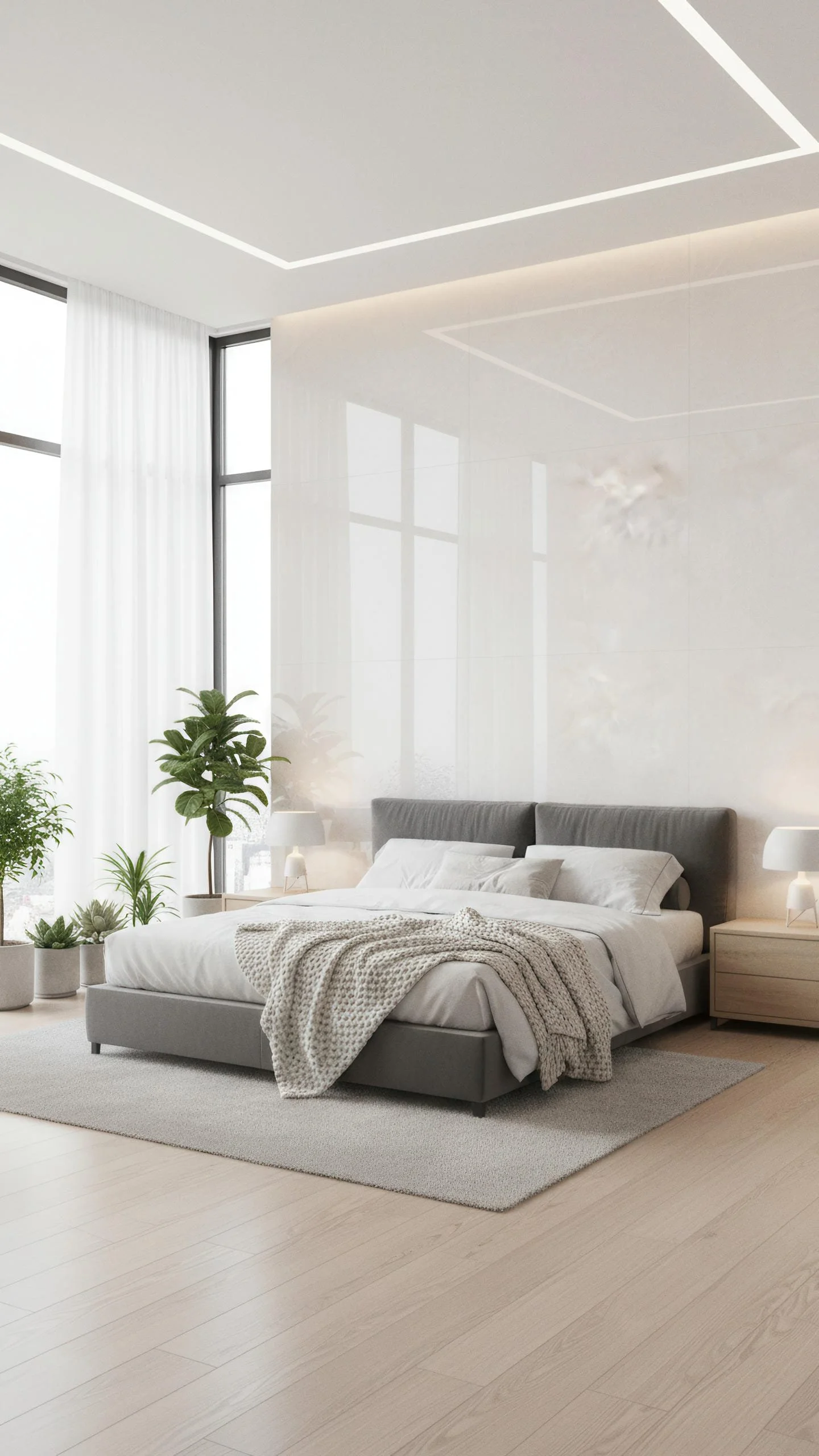 Modern Fireplace Featurewall With Glacier Porcelain Slab 5x10 | CIERO INC