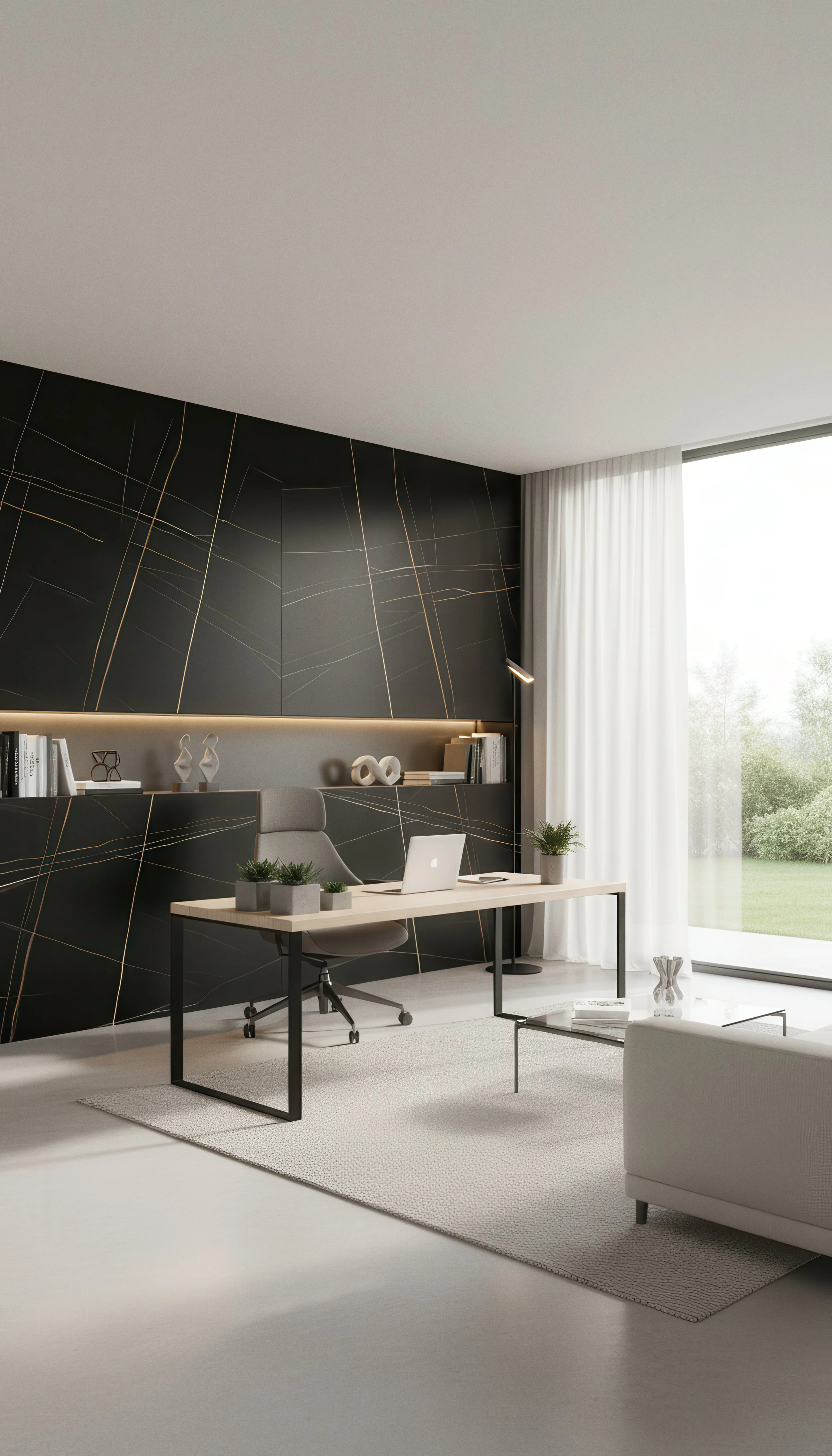 Laurent Gilded Black 5x10 Porcelain Slab | CIERO INC