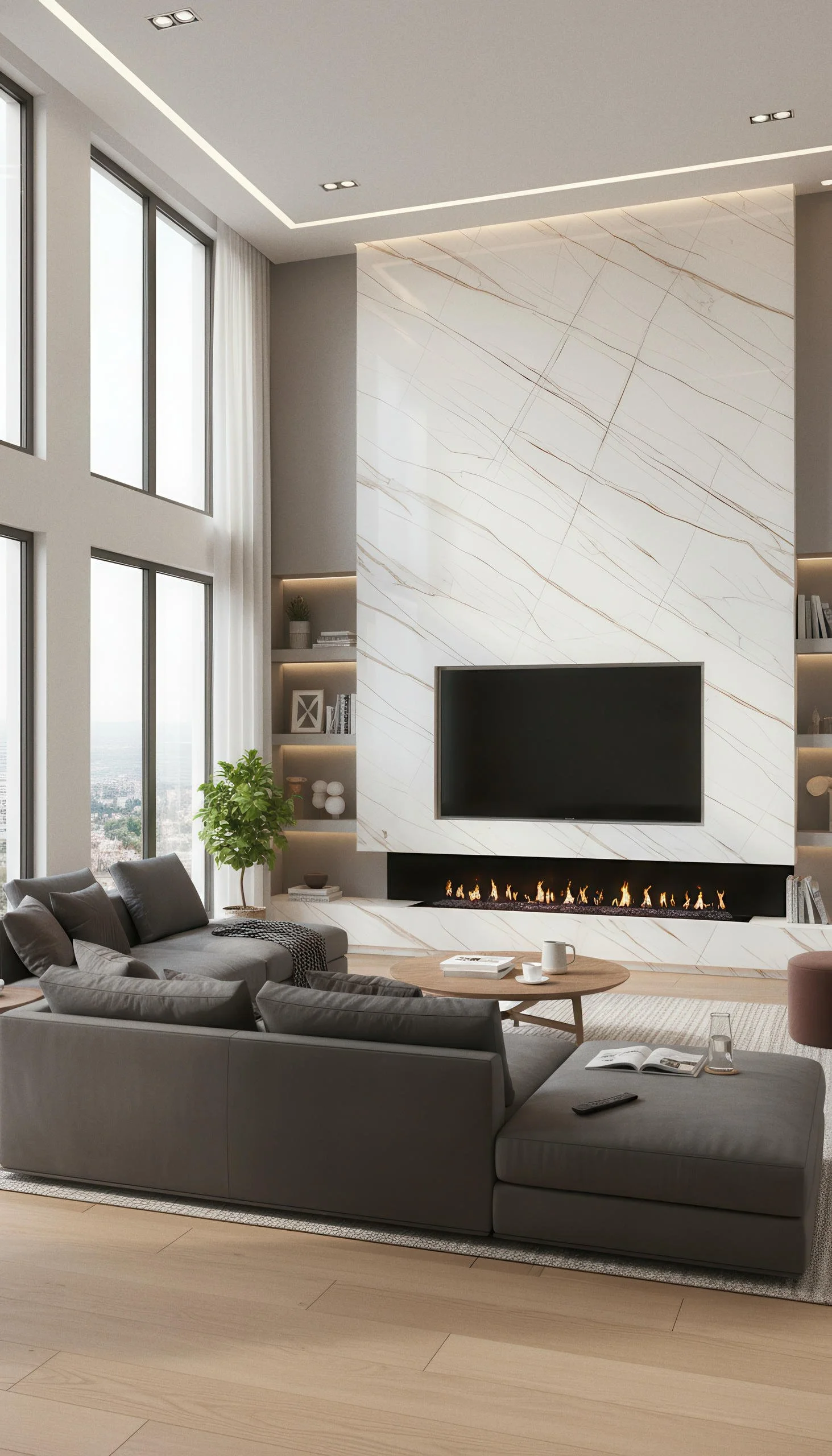 Laurent Gilded White Porcelain Slab 5x10 | CIERO INC