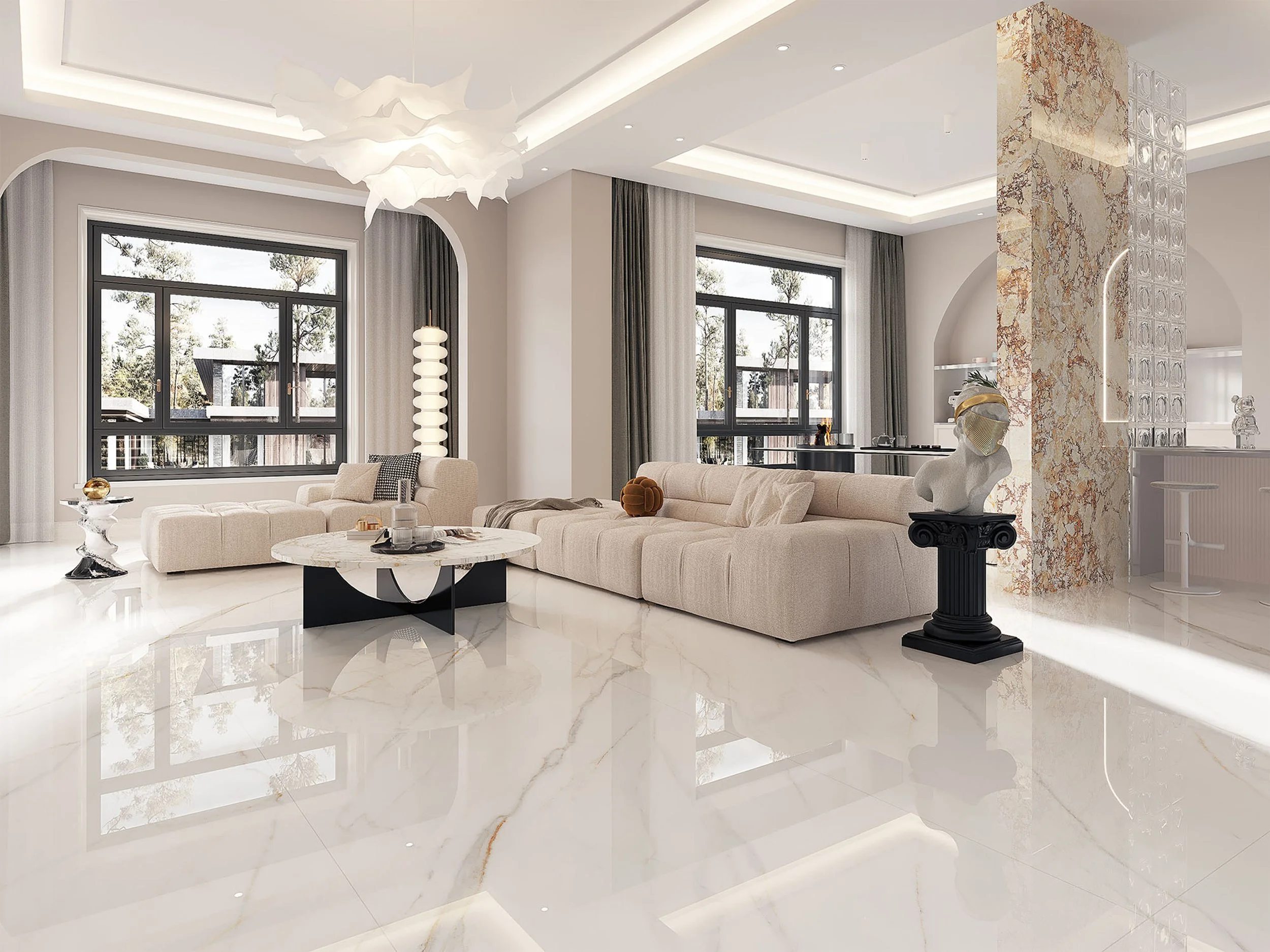 Karami White 4' x 10' Porcelain Slab | CIERO
