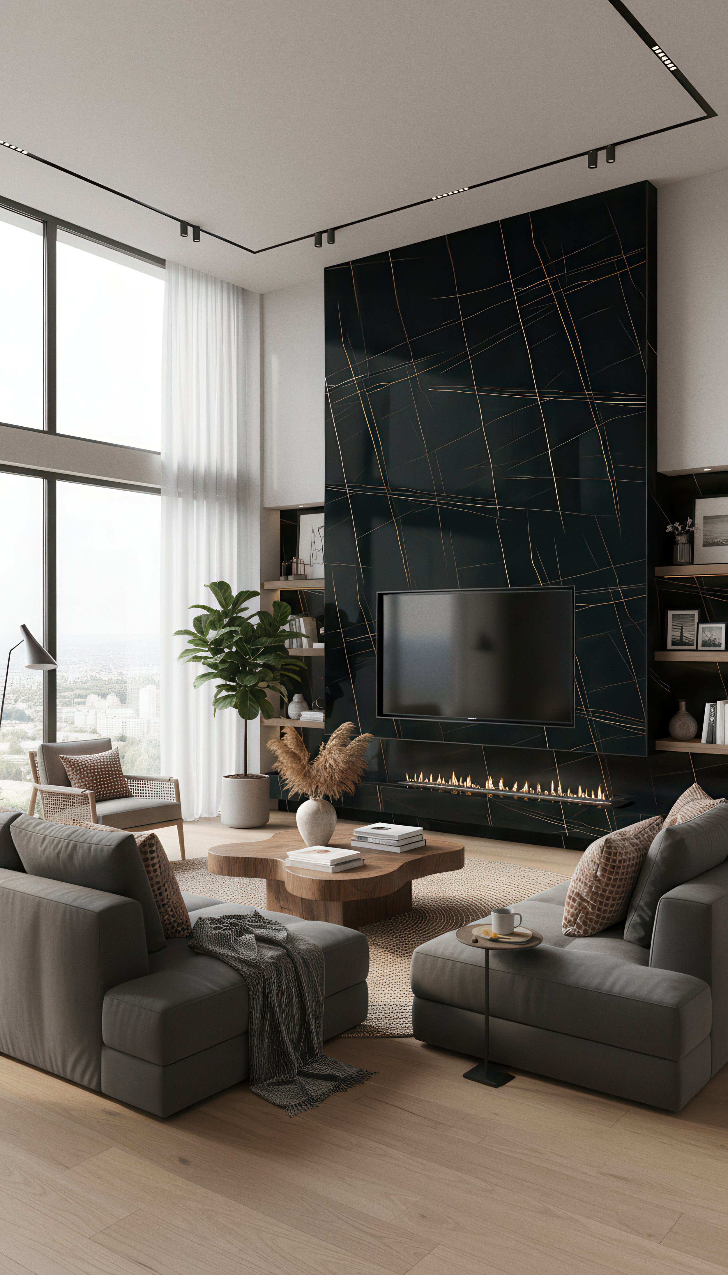 Laurent Gilded Black 5x10 Porcelain Slab | CIERO INC