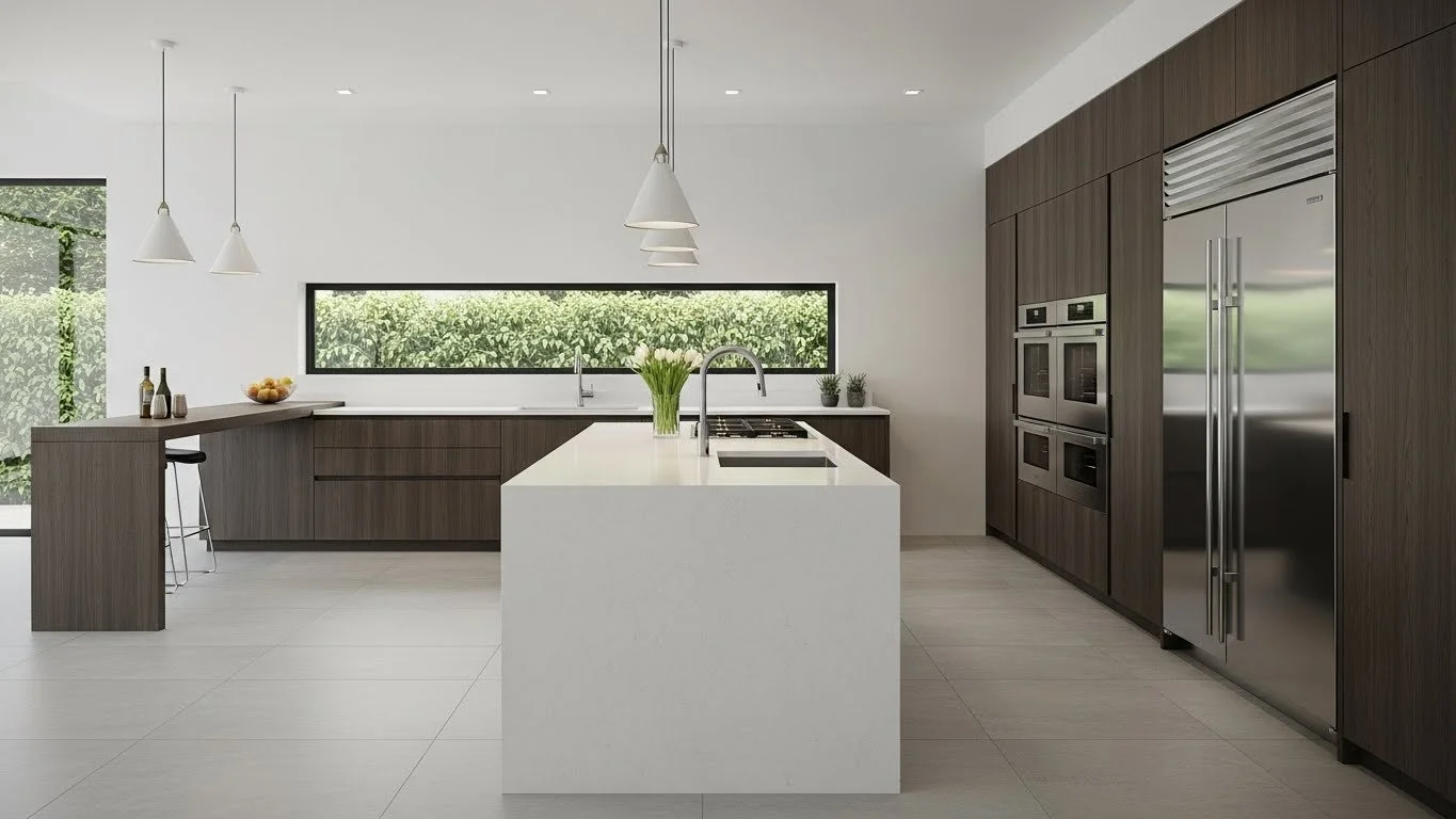 Modern & Neutral Kitchen with 24x24 Porcelain Tiles for the floor
