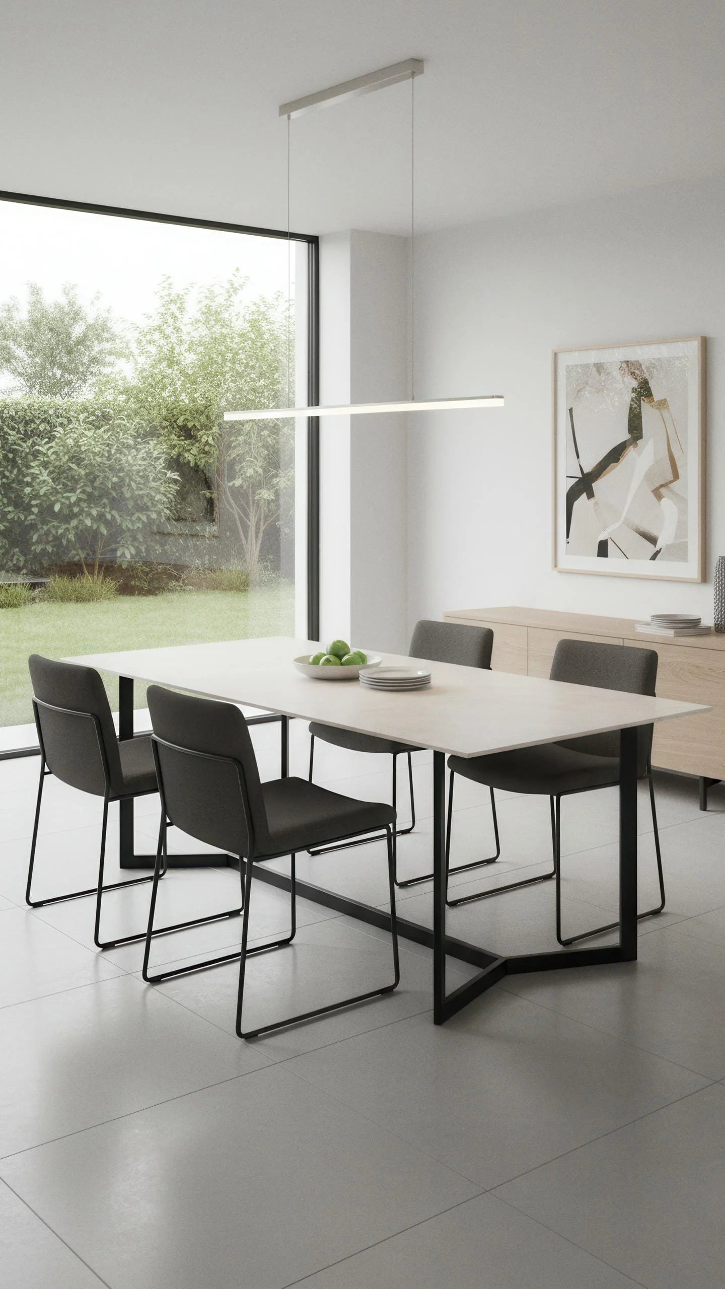 Modern Dining Room With Glacier Porcelain Slab 5x10 | CIERO INC
