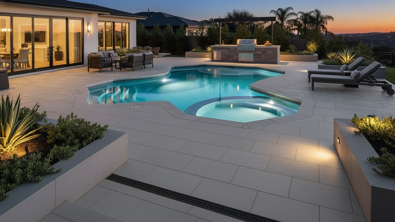 Outdoor Pool & BBQ with porcelain Outdoor pavers